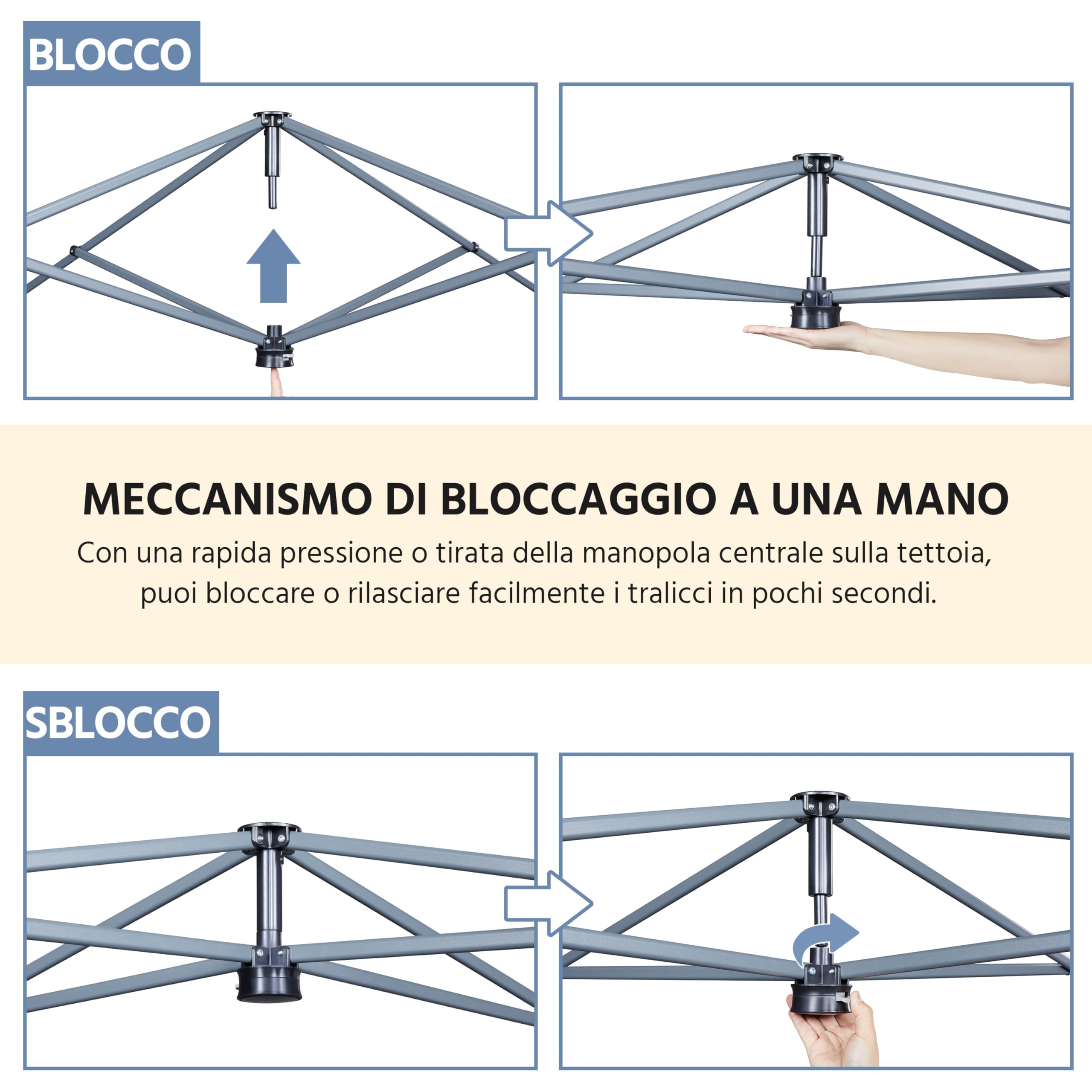 Gazebo Pieghevole 3x3 M Impermeabile Yaheetech - Gazebo Pop Up Altezza Regolabile, Per Giardino, Spiaggia, Feste E Fiere
