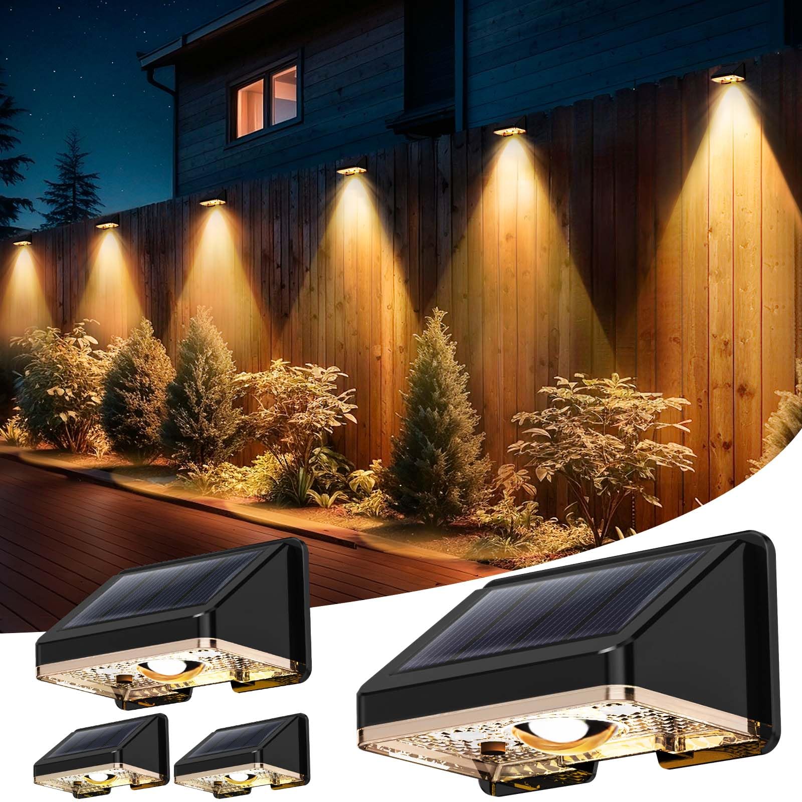 Solar Fence Lights 8 Pack - Solar Wall Lights Warm White Waterproof Outdoor Garden Lights for Fence, Wall & Patio, Decorative Ambient Lighting — view 12