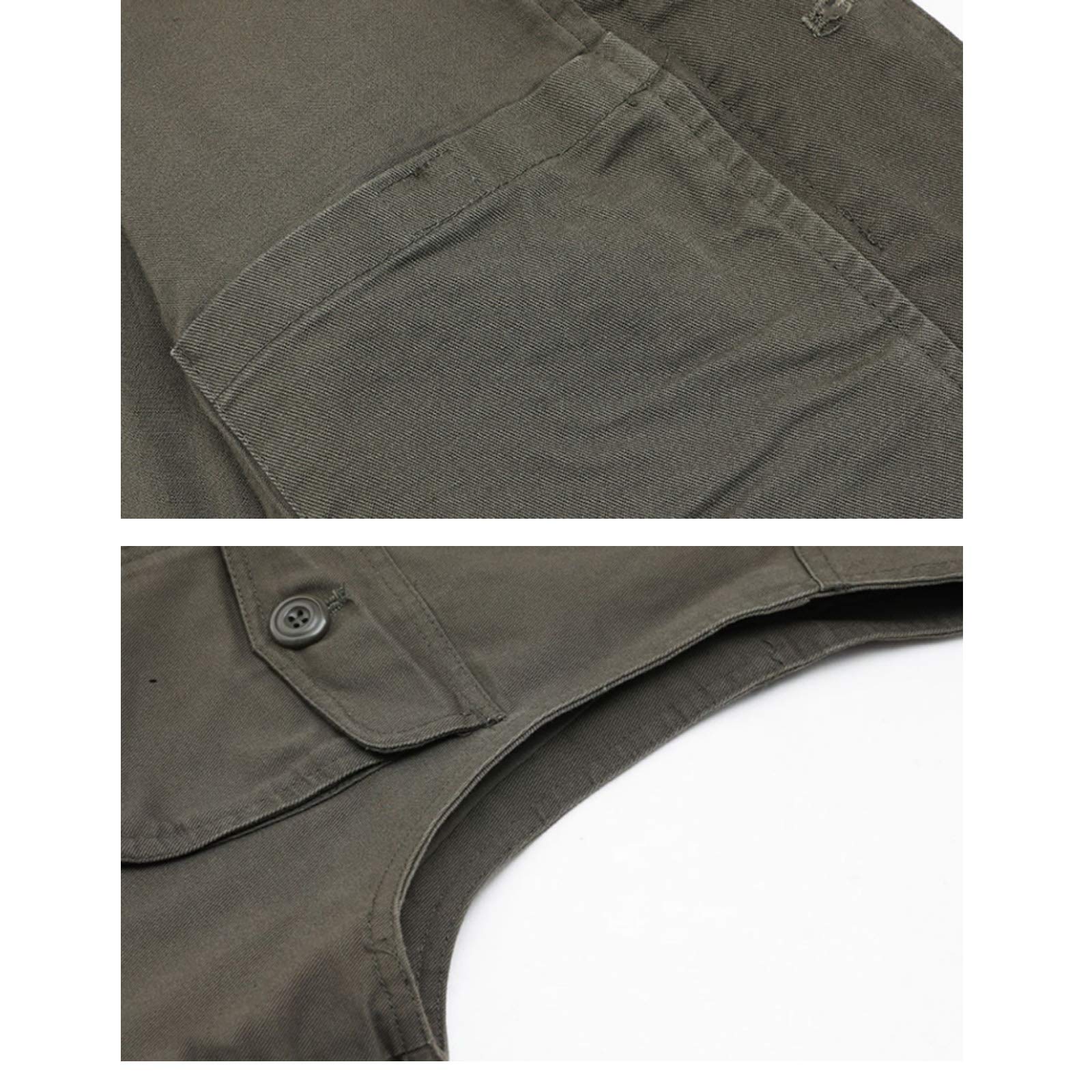 Chaleco de trabajo con múltiples bolsillos para hombre, chaleco de pesca al aire libre, chaleco de camping, ropa de abrigo sin mangas, para viajes, fotografía chaleco verde ejército-3XL