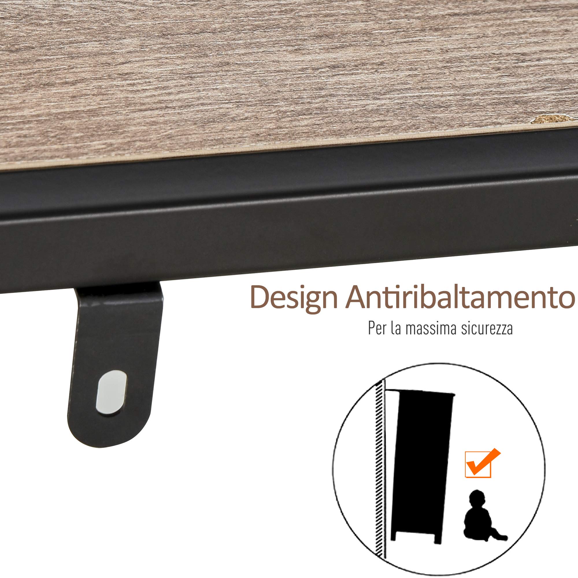 HOMCOM Estantería librería asimétrica estilo industrial 120 x 32 x 95 cm negro | Madera y Metal