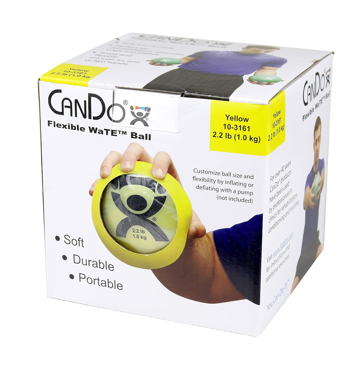 Cando W40121 10-3161 Yellow Plyometric Weighted Ball, 5" Diameter, 2.2 lbs Weight Capacity