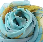 JWSilk Luxurious Silk Chiffon Scarf Floral Print