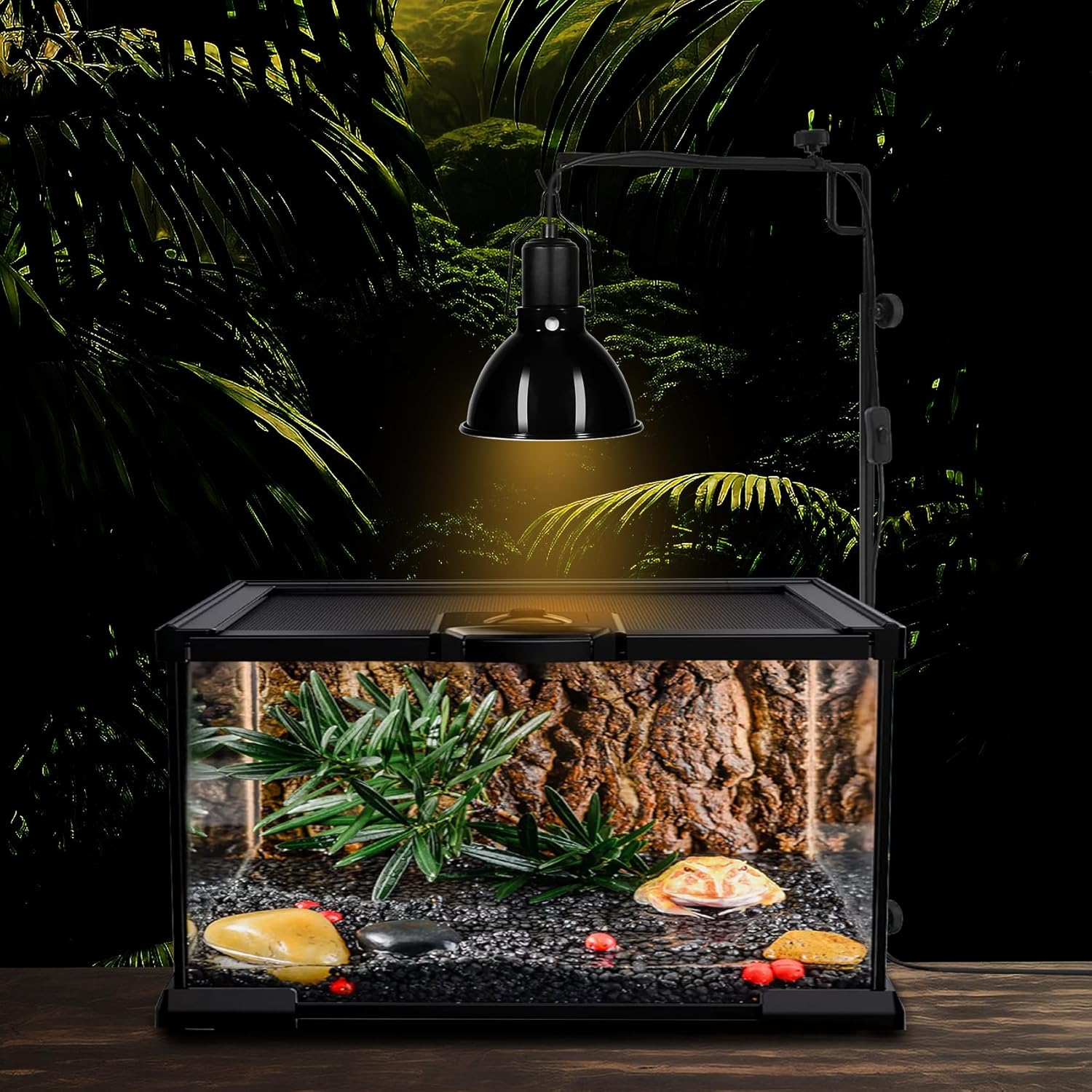 DXOPHIEX 5.5 inch Dome Reptile Light Fixture Reptile Heat Lamp UVB Light Fixture for Bearded Dragon, Lizard, Hermit Crab, Turtle Tank and Terrarium（Max 100W）