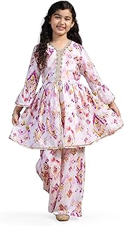 Fashion Dream Girl's Cotton Blend Printed Salwar Suit Set|Salwar Suit For Girls|Sharara For Kids|Kids Girl Ethnic Set|Kurt...