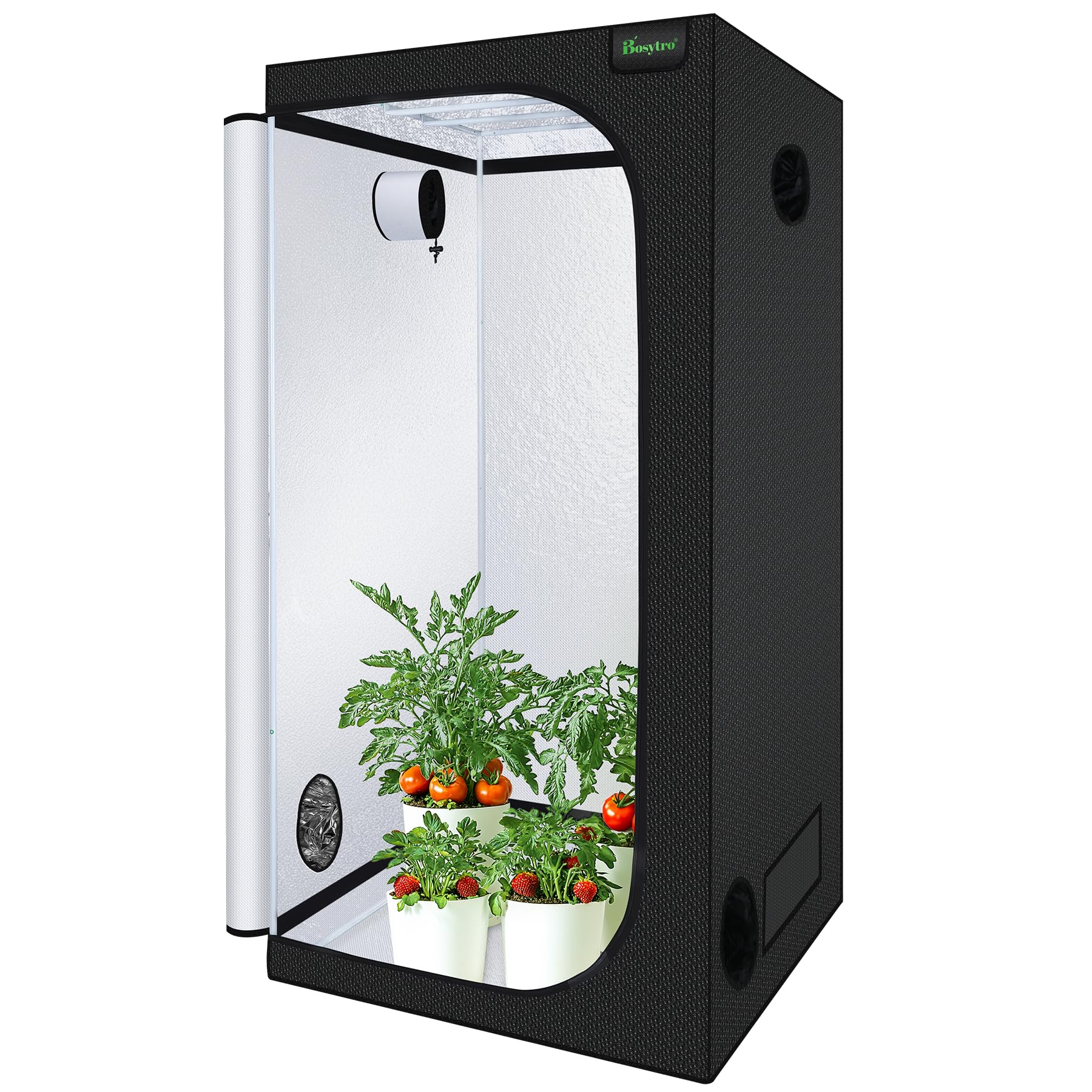 BOSYTRO Grow Tent, Grow Box 100 x 100 x 200 cm, Grow Cabinet for Hydroponics, Removable Base Tray, Highly Reflective Aluminium Foil Grow Boxes for Garden Growing, Indoor Growing, Versatile Plants