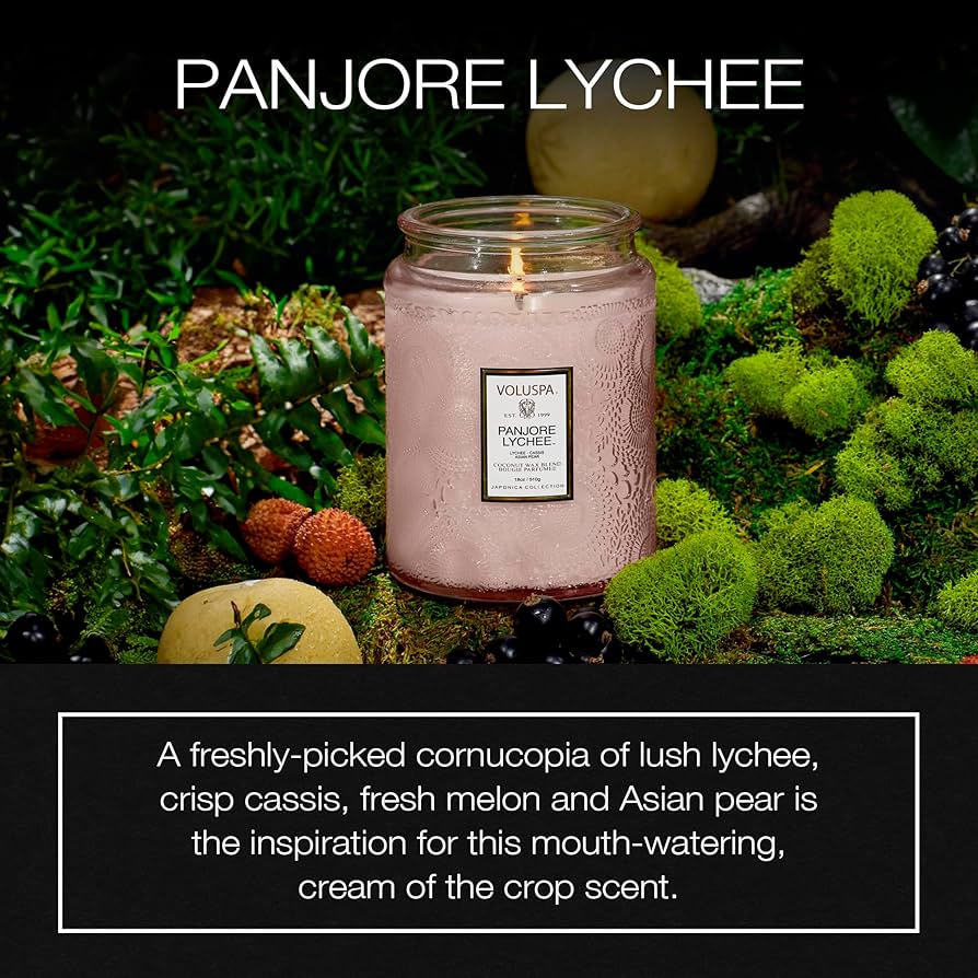 Amazon.com: Voluspa Panjore Lychee, Large Candle Jar, 18 oz, 100