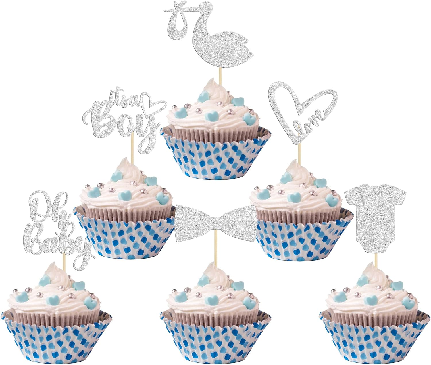 Gyufise 36 Pack Oh Baby Cupcake Toppers It's a Boy Cupcake