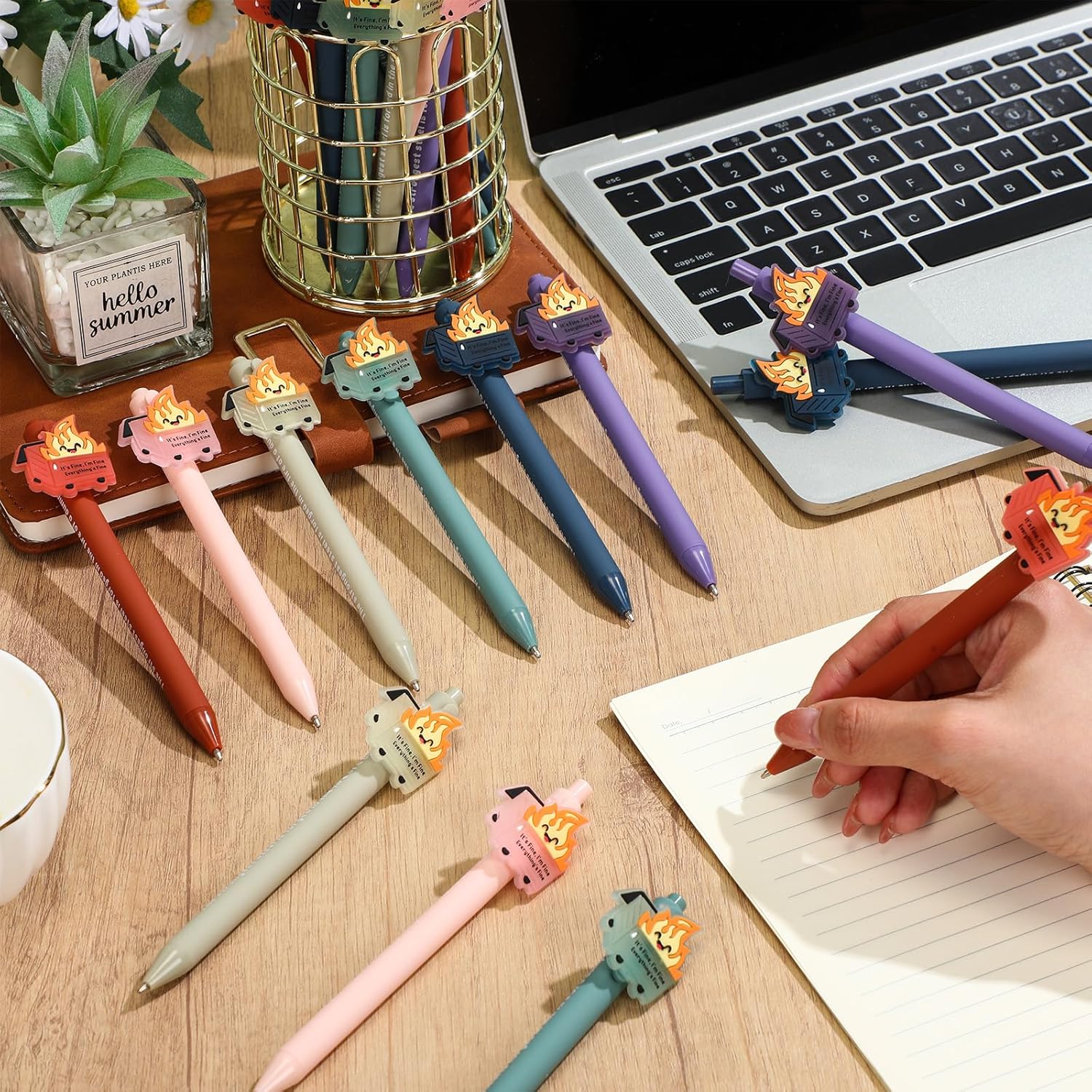 48 Pcs Dumpster Fire Gifts Bulk Employee Appreciation Gift Funny Luminous Dumpster Fire Ballpoint Pens Emotional Support Pens for Coworker Office Staff Team Desk Accessories Dispatcher Week - Image 4