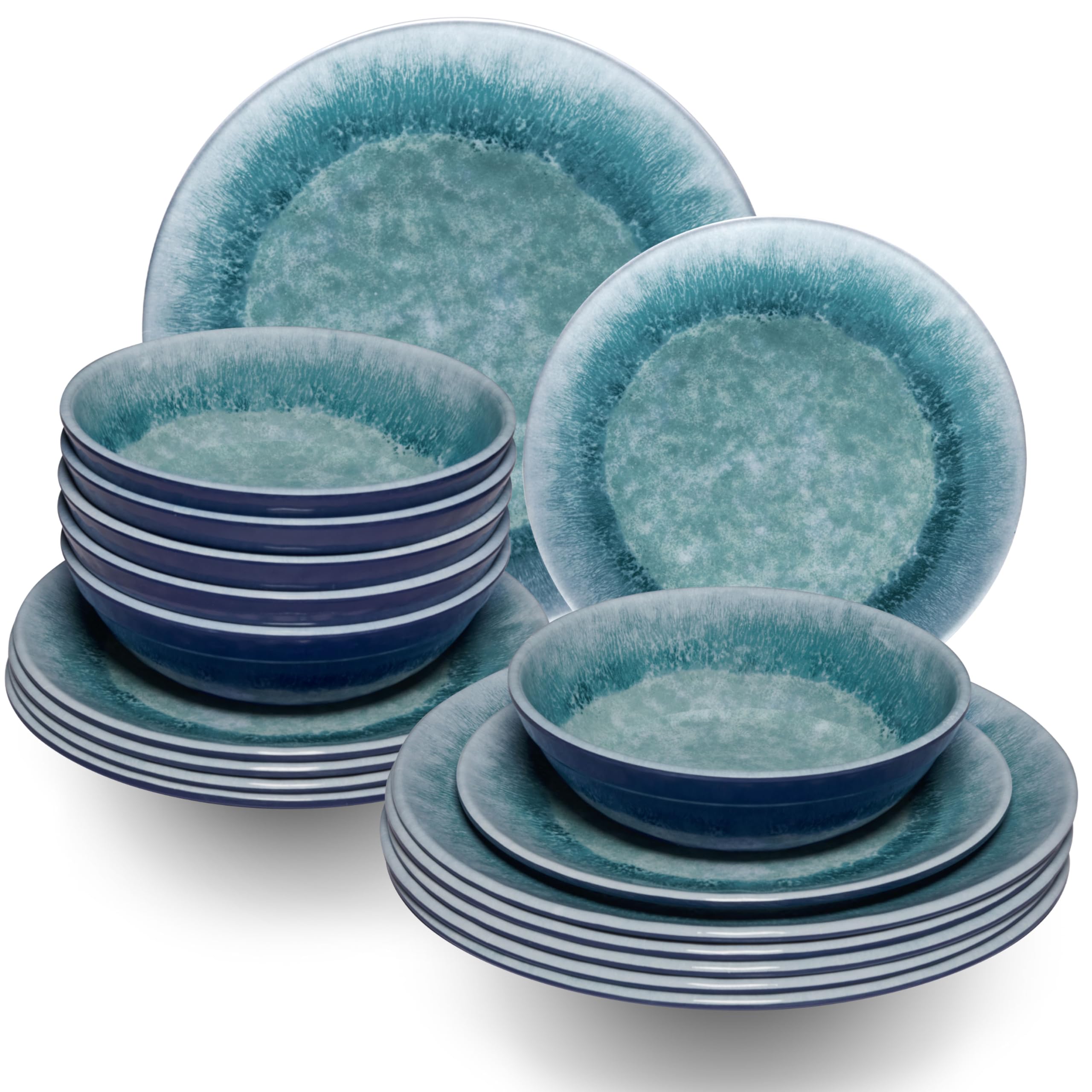Vajilla de melamina para 6 personas 18 piezas color azul