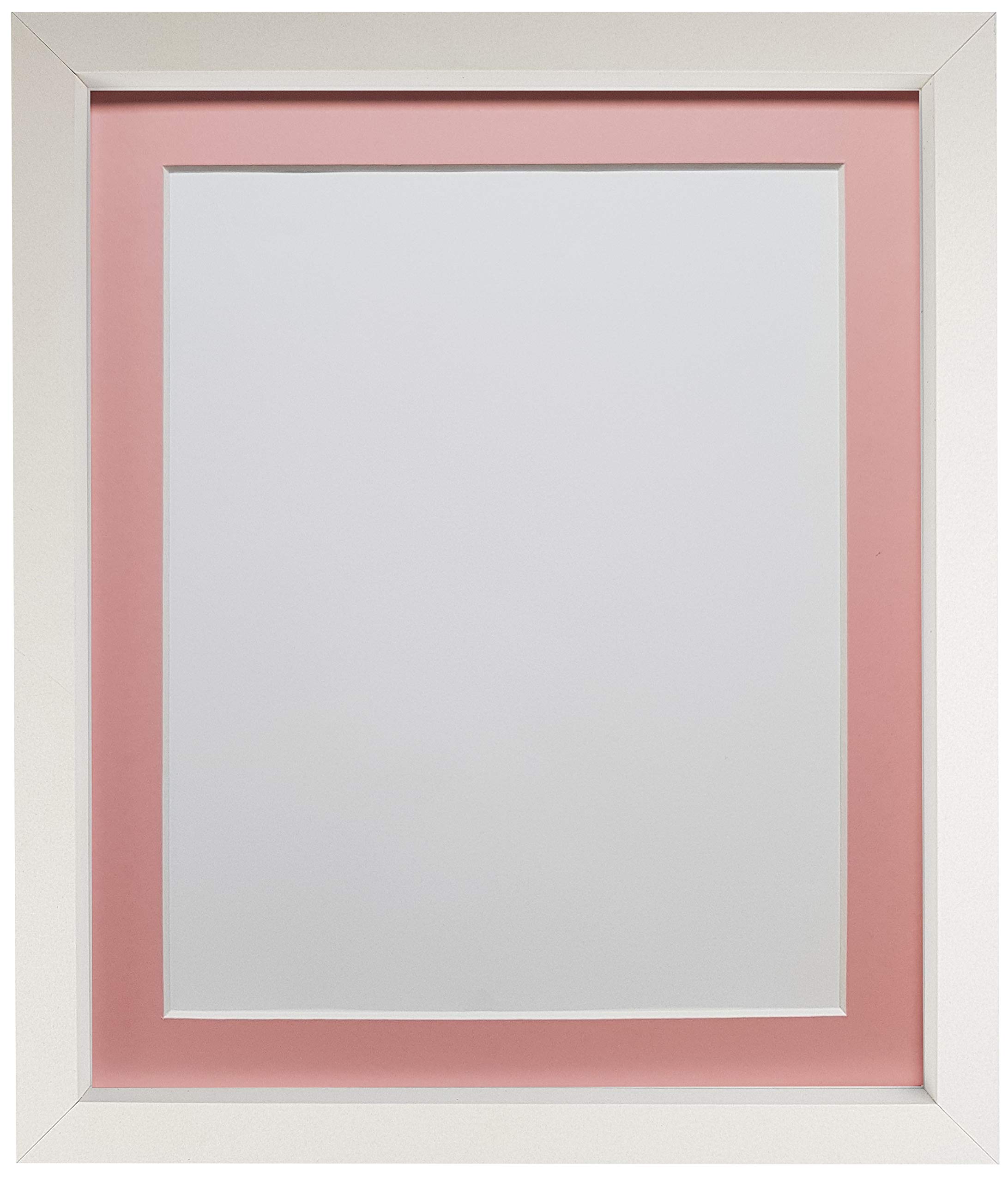 FRAMES BY POST Rio Picture Photo Frame, MDF Wood, White with Pink Mount, 20 x 16 Inch Image Size 16 x 12 Inch Plastic Glass