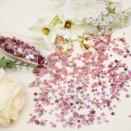 Miniatura 10 de WenmthG 3.52 oz  100 g de confeti de estrella plateada, confeti de mesa de estrella, estrella con purpurina centelleante, purpurina de confeti,