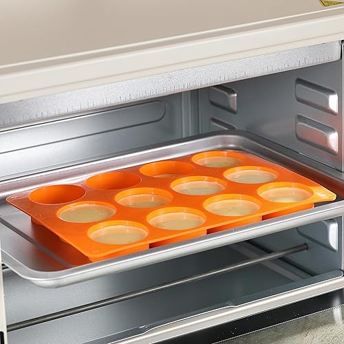 Miniatura 9 de LCCOWOT - 2 moldes de silicona redondos de silicona para galletas de chocolate con 12 cavidades, molde para hornear para chocolate, oreo, galletas,