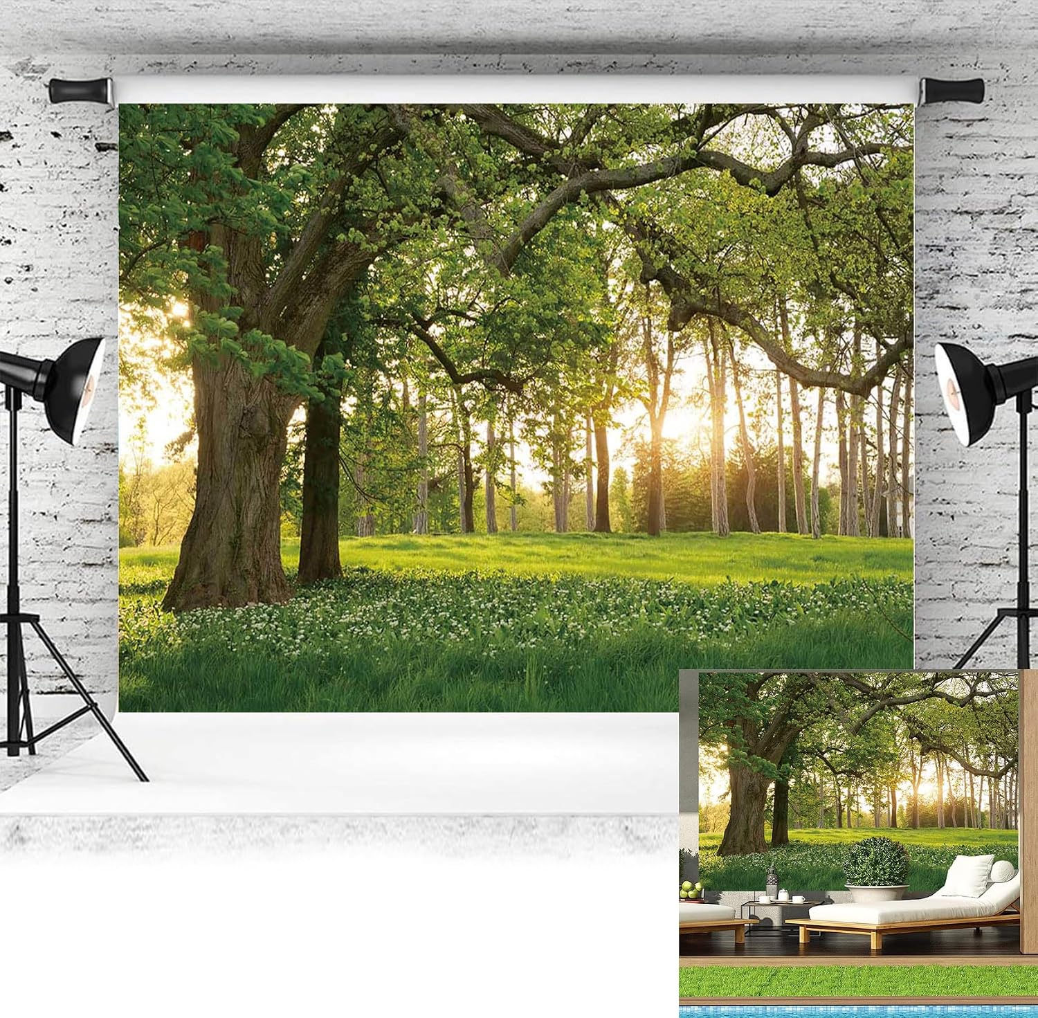 Nature Forest Trees Backdrop 7x5FT Spring Garden Scenery Photography Background Forest Scene Spring Picnic Outdoor Party Decorations Banner Photo Props