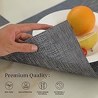 Vista 2 de Leetaltree - Juego de 12 manteles individuales, resistentes al calor, antideslizantes, para mesa de comedor, lavables, duraderos, tejido de PVC Azul