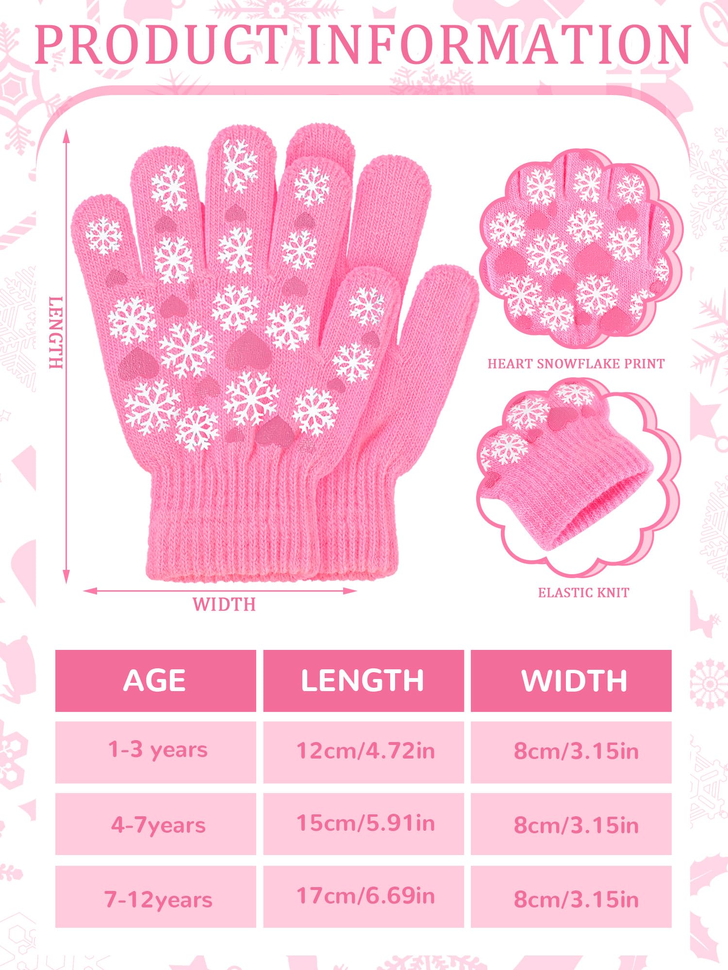 3 pares de guantes cálidos de invierno para niños pequeños de 5 a 10 años