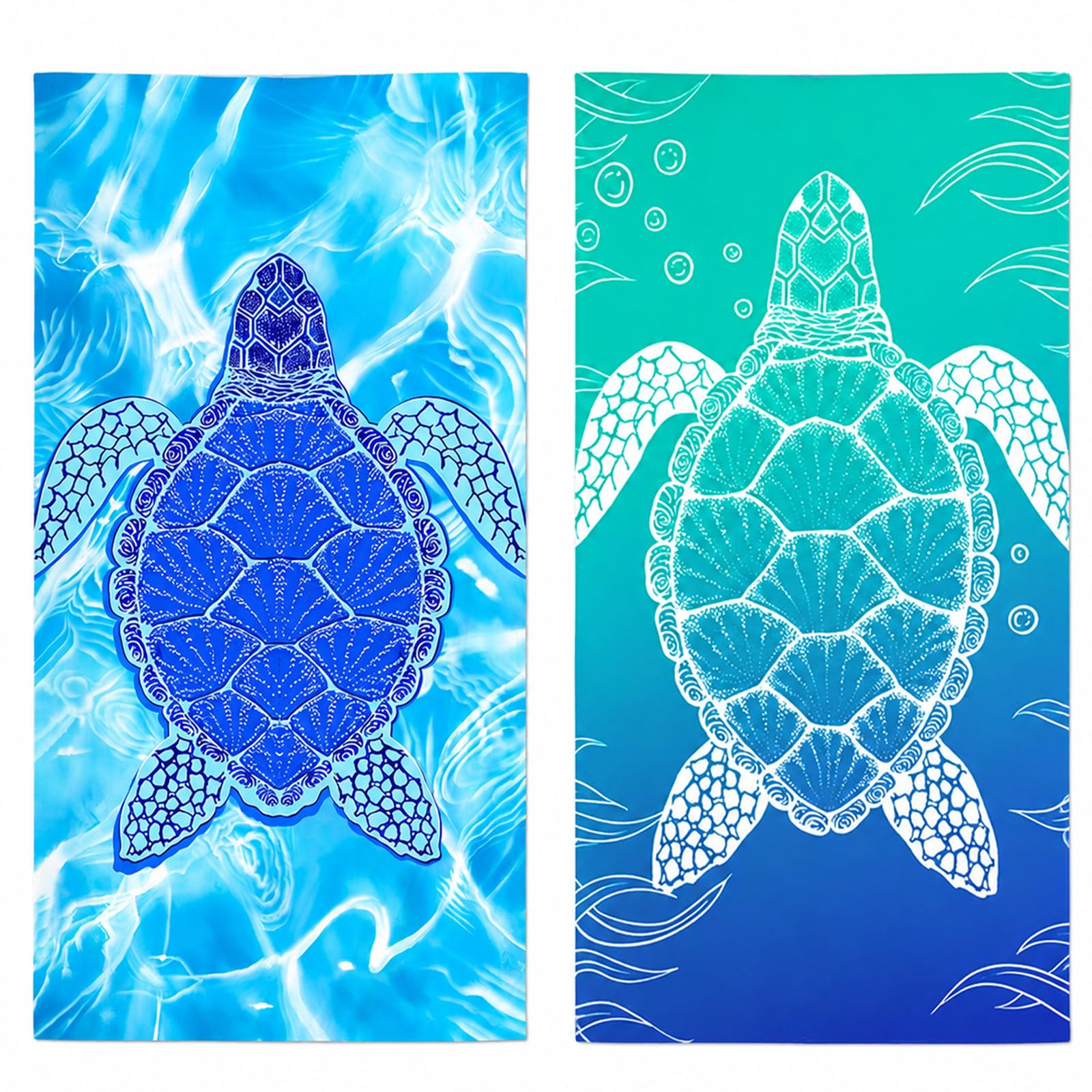 ZERVANE Microfibre Beach Towel 180x90 cm Extra Large, Quick Dry Sand Free Lightweight Absorbent Towel for Adults, Double Sided Print Reusable Soft Towels for Pool Gym Camping Travel (2, Turtle)