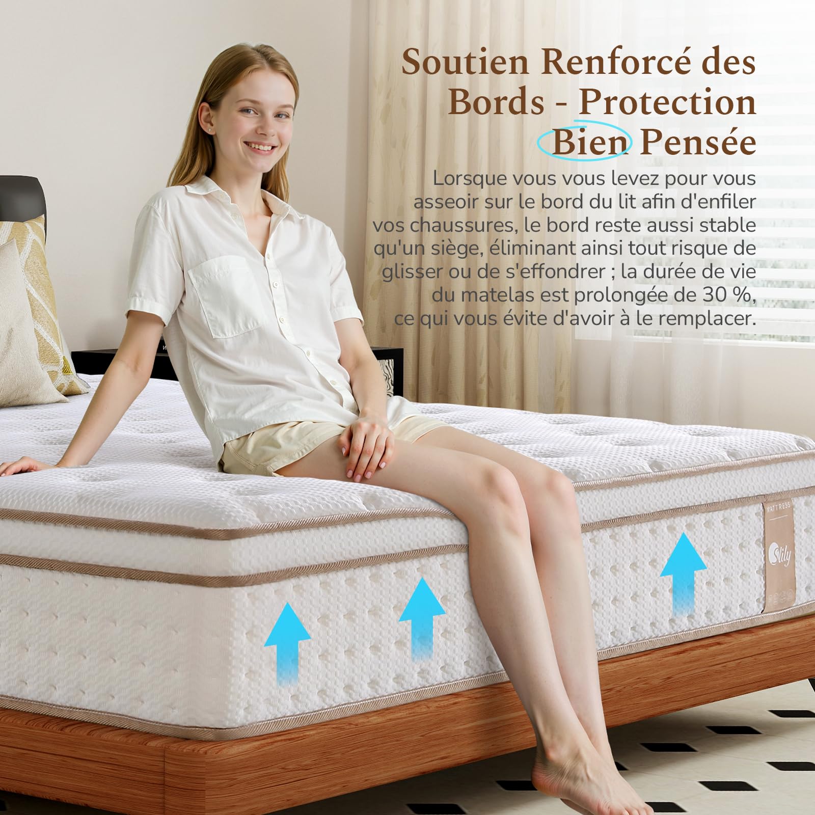Matelas 160 x 200, Hauteur 28 cm, H3/H4, Hybride Confort 7 Zones