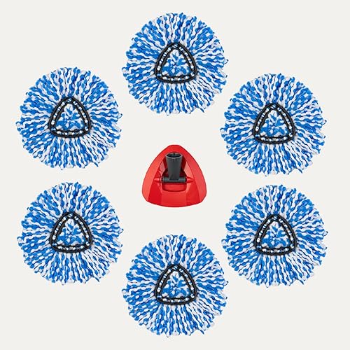 Cabezal de repuesto para trapeador giratorio compatible con trapeador giratorio triangular, trapeador de microfibra de fácil limpieza, incluye 6