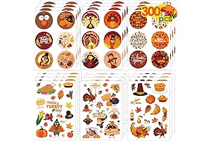 MISS FANTASY Thanksgiving Stickers Turkey Stickers for Kids - Thanksgiving Party Supplies