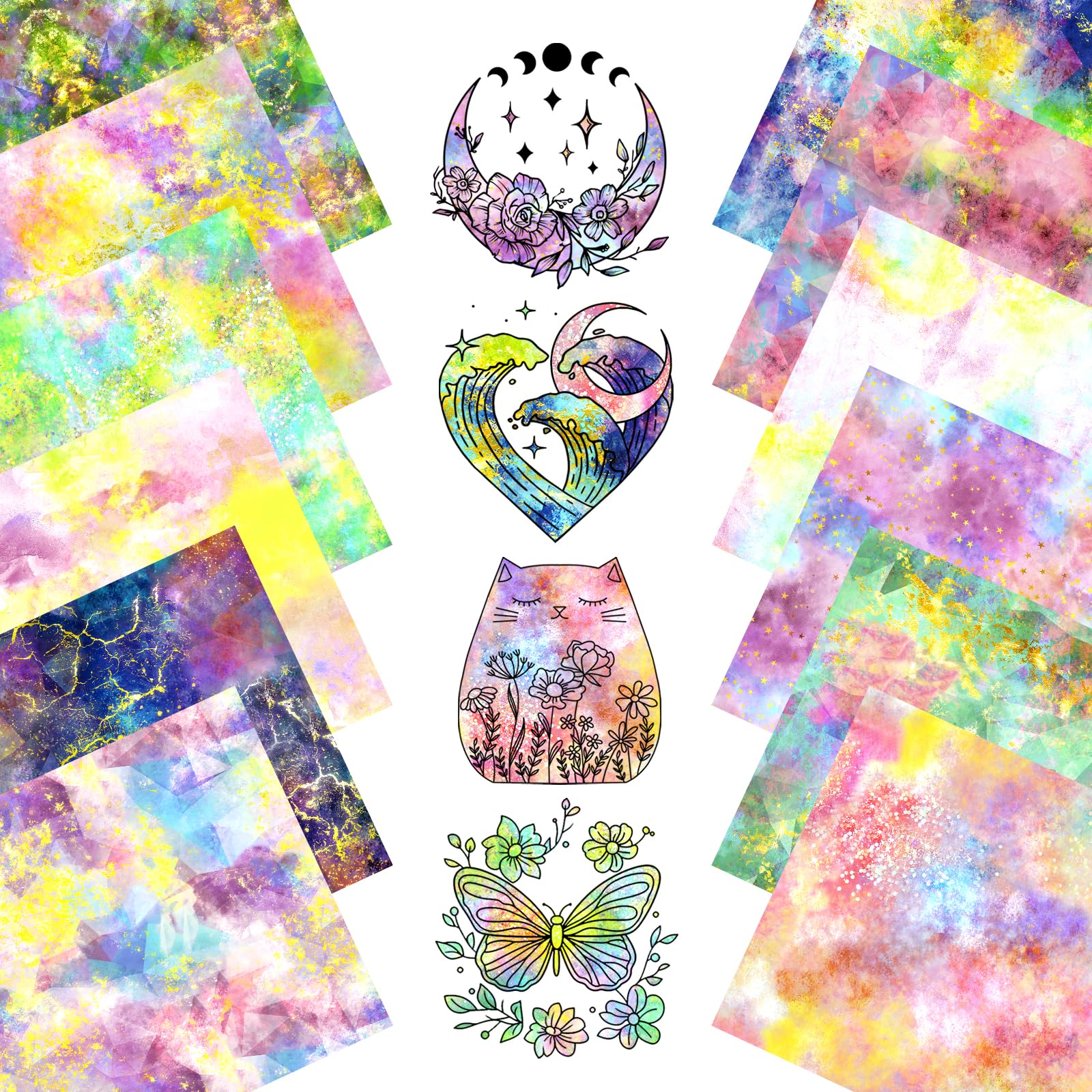 HTVSTD Glitter Watercolor HTV Heat Transfer Vinyl 12pcs Iron on Vinyl — image 1