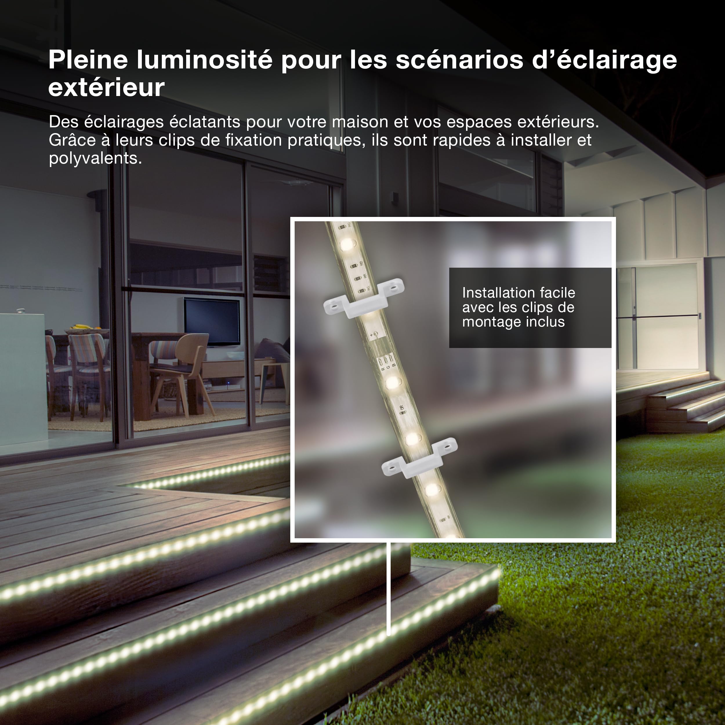 Osram Outdoor Flex Ruban LED 10M IP65, blanc froid, extensible jusqu'à 50 m, avec enrouleur, accessoires de montage, câble de connexion
