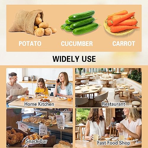 Miniatura 6 de Hakka - Cortador comercial de verduras con 3 cuchillas de repuesto, cortador de cebolla comercial, cortador de patatas de acero inoxidable, incluye