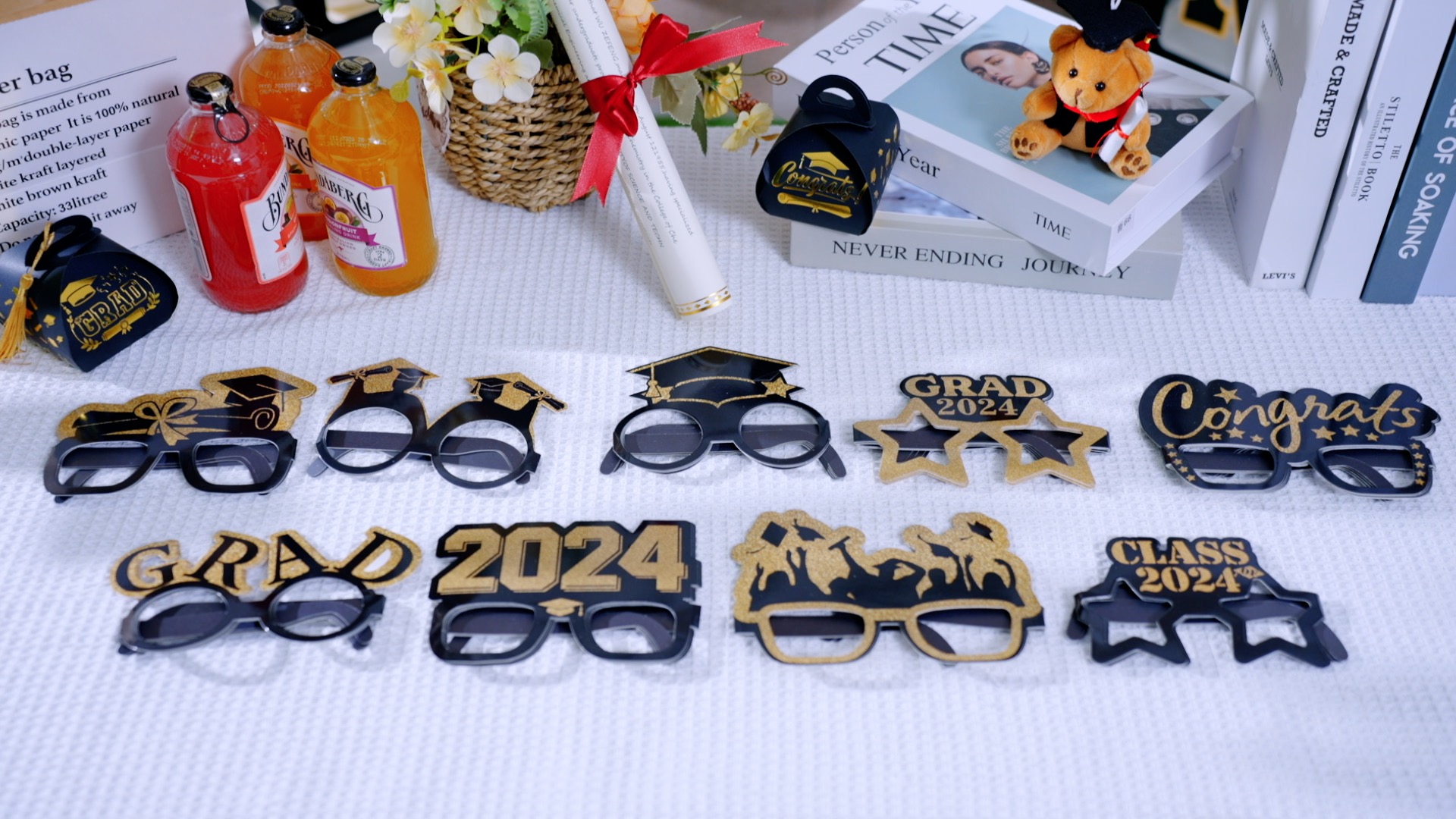 24 Pack Graduation Sunglasses with Glitter Diamond Photo Booth Prop JUMBO Sunglasses Glasses for Photo booth Props Wedding  main image 4