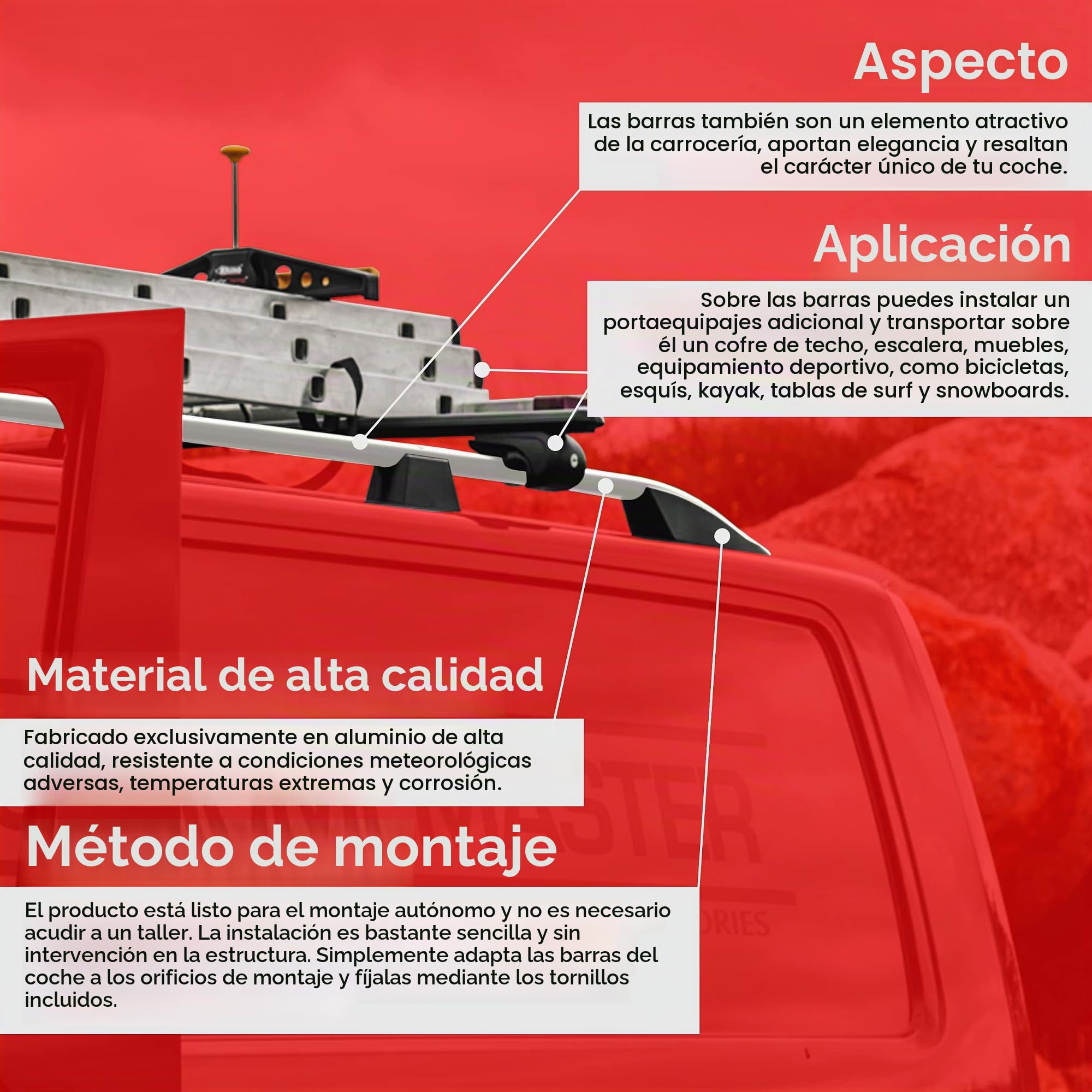CHROMEMASTER | Barras portaequipajes de techo | Compatibles con Peugeot Partner Tepee 2007-2018; Para la fijación de portaequipajes en el techo, maleteros para el techo o portabicis para el techo |