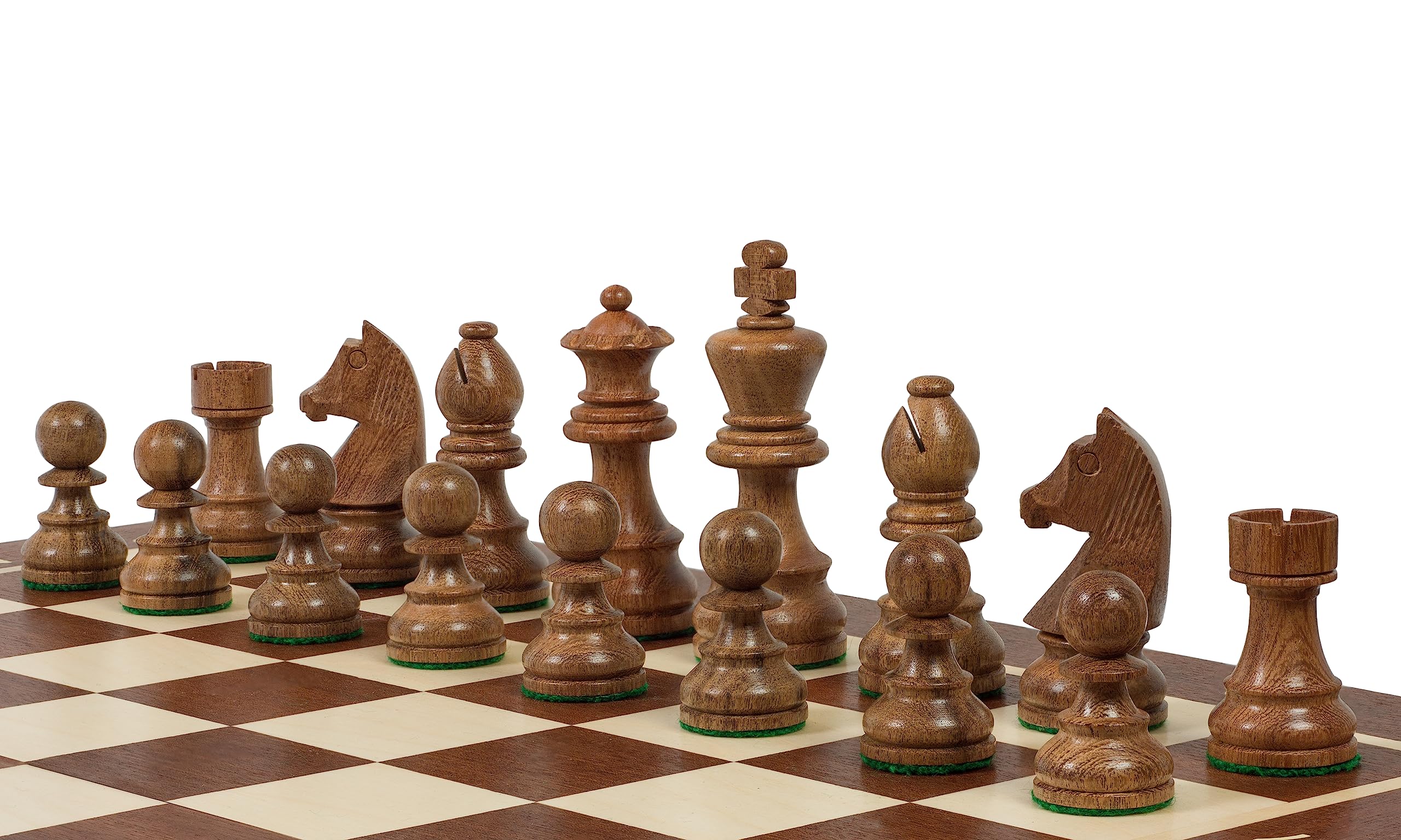 Sunrise Chess & Games | Szachy turniejowe German Staunton Gold | Rozmiar nr 5 | Figury indyjskie German 3,5 cala Acacia | Trwałość | Figury z podwójnym obciążeniem