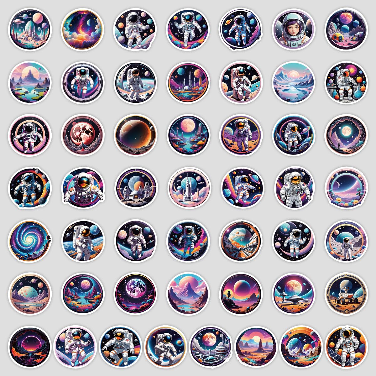 50 PCS Cute Astronaut Stickers for Water Bottle - Image 4