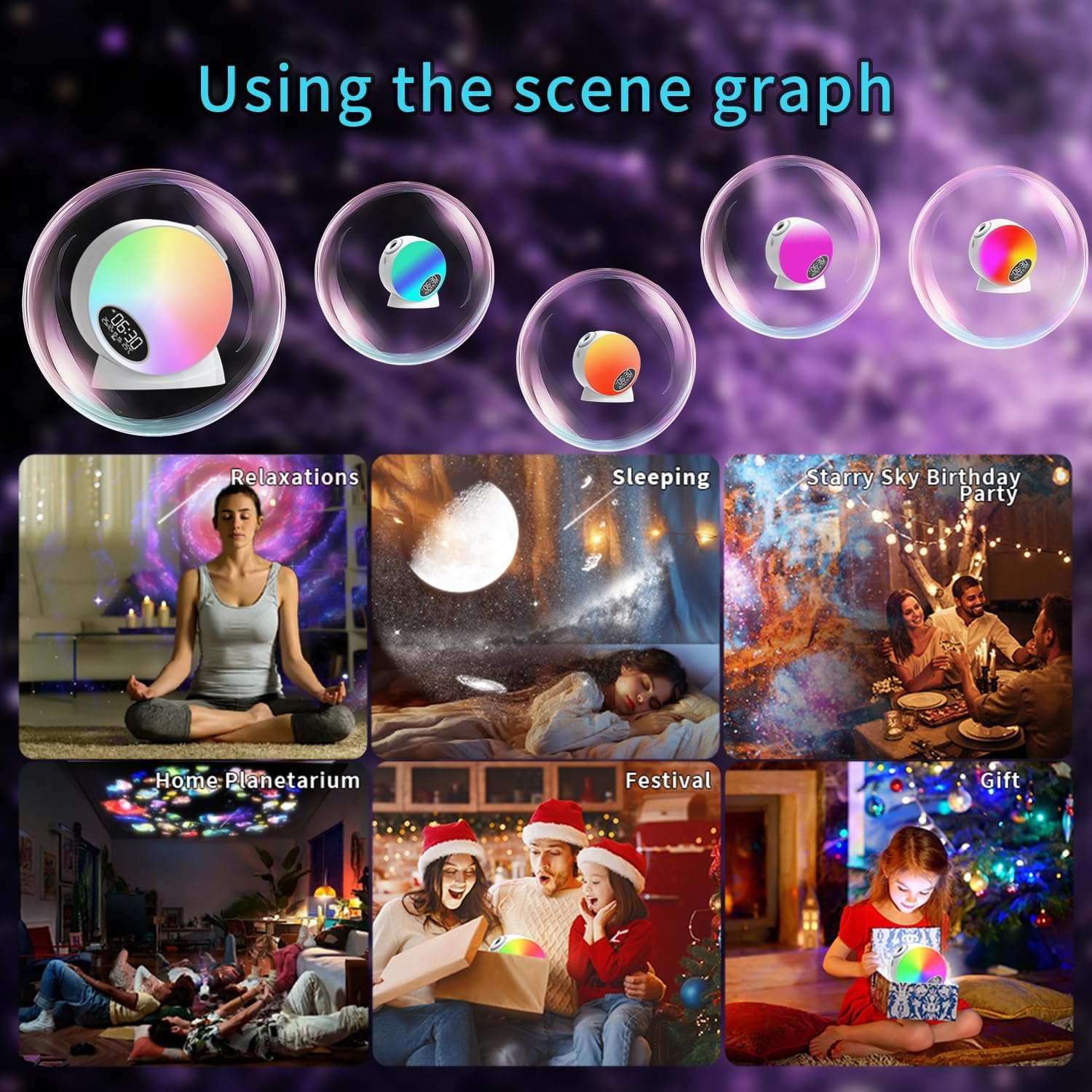 Galaxy-Projektor, 13-in-1 HD-Planetarium-Sternprojektor für Schlafzimmer, Sternprojektor, Galaxie-Licht mit Bluetooth-Lautsprecher und weißem Rauschen, Fernbedienung/Auto-Off-Timer