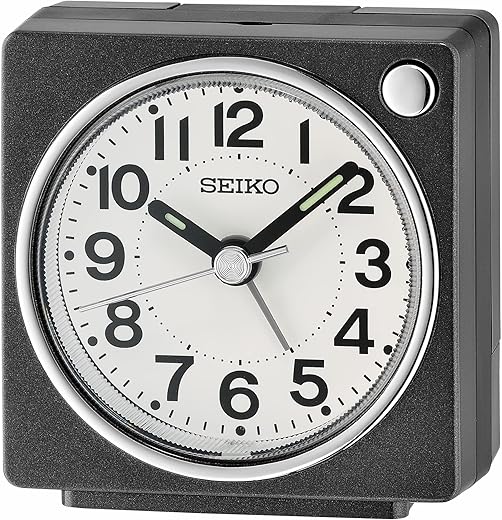SEIKO Fuji Dark Bedroom Alarm Clock, Metallic Black