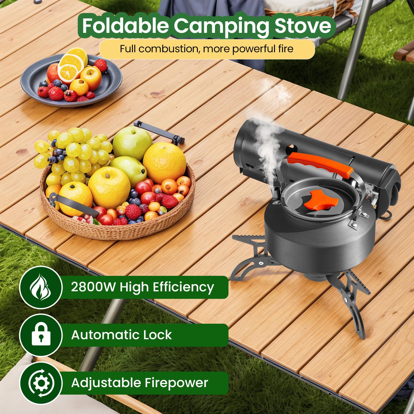 Réchaud de camping pliable, 2800 W, réchaud à cassette au butane portable avec sac de rangement, brûleurs à gaz pliables pour camping, pique-nique, randonnée, voyage