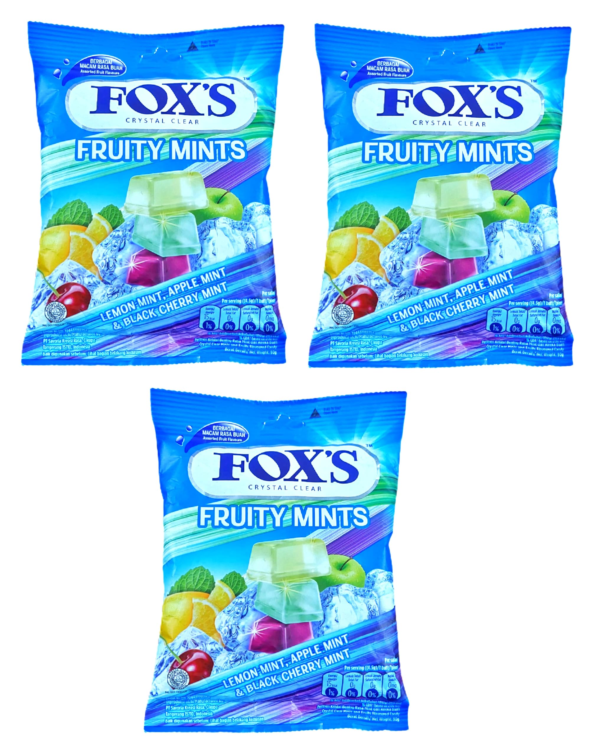 Fox's Crystal Clear Fruity Mints Candy Pouch, (90g x 3 Packs)-picture-11