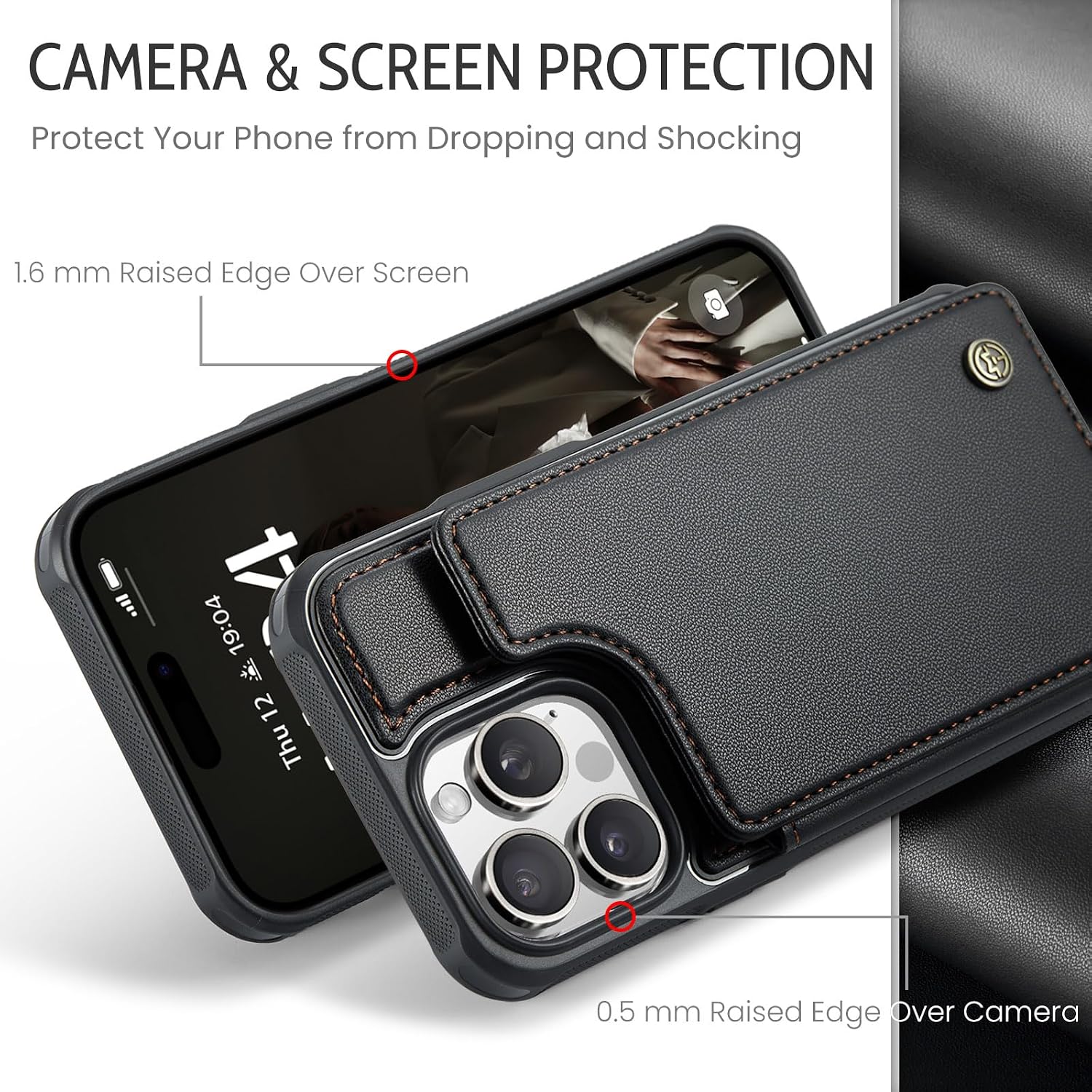 for iPhone 16 ProMax Wallet Case with Card Holder, Stand, RFID Blocking, Durable Shockproof Case for iPhone 16 ProMax ，Suitable for Men and Women Black