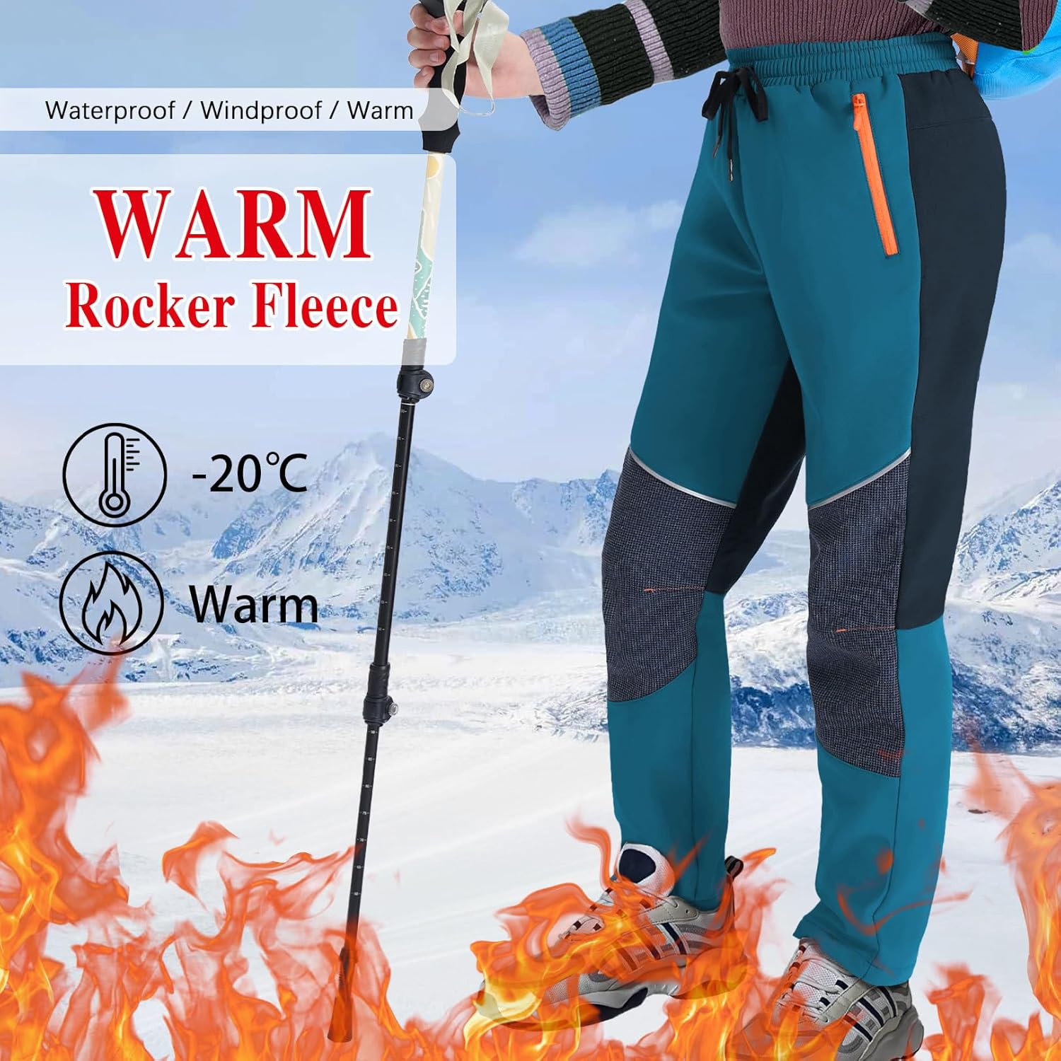 ANGEL CITIZ Kids Snow Ski Pants Hiking Boys Girls Outdoor Waterproof Windproof Fleece Warm Snowboard Pants - Image 7