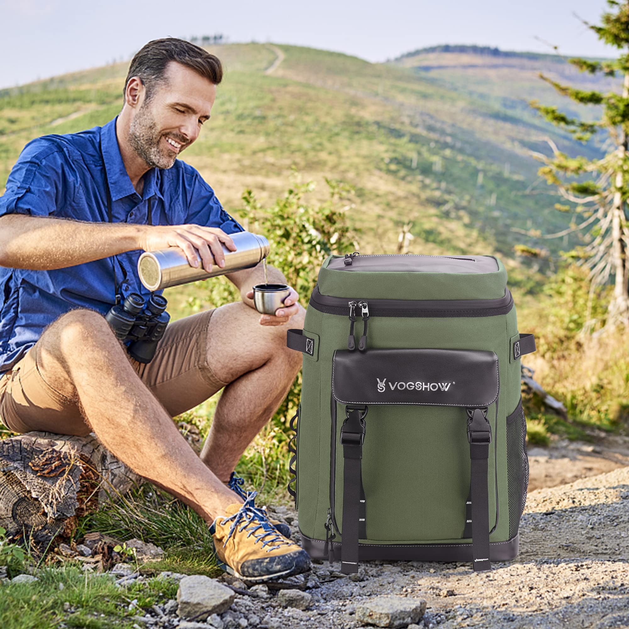 Vogshow Borsa Termica Grande Zaino Frigo 30 Litri Impermeabile per Campeggio
