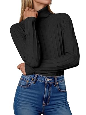 ANRABESS Turtleneck Sweaters for Women 2025 Fall Long Sleeve Dressy Casual Slim Soft Fitted Basic Pullover Tops
