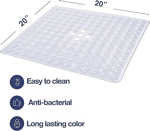 Miniatura 2 de TranquilBeauty ClearWhite - Tapete de ducha de 21 x 21 pulgadas, antideslizante, lavable a máquina, bandeja de ducha cuadrante, tapete de ducha
