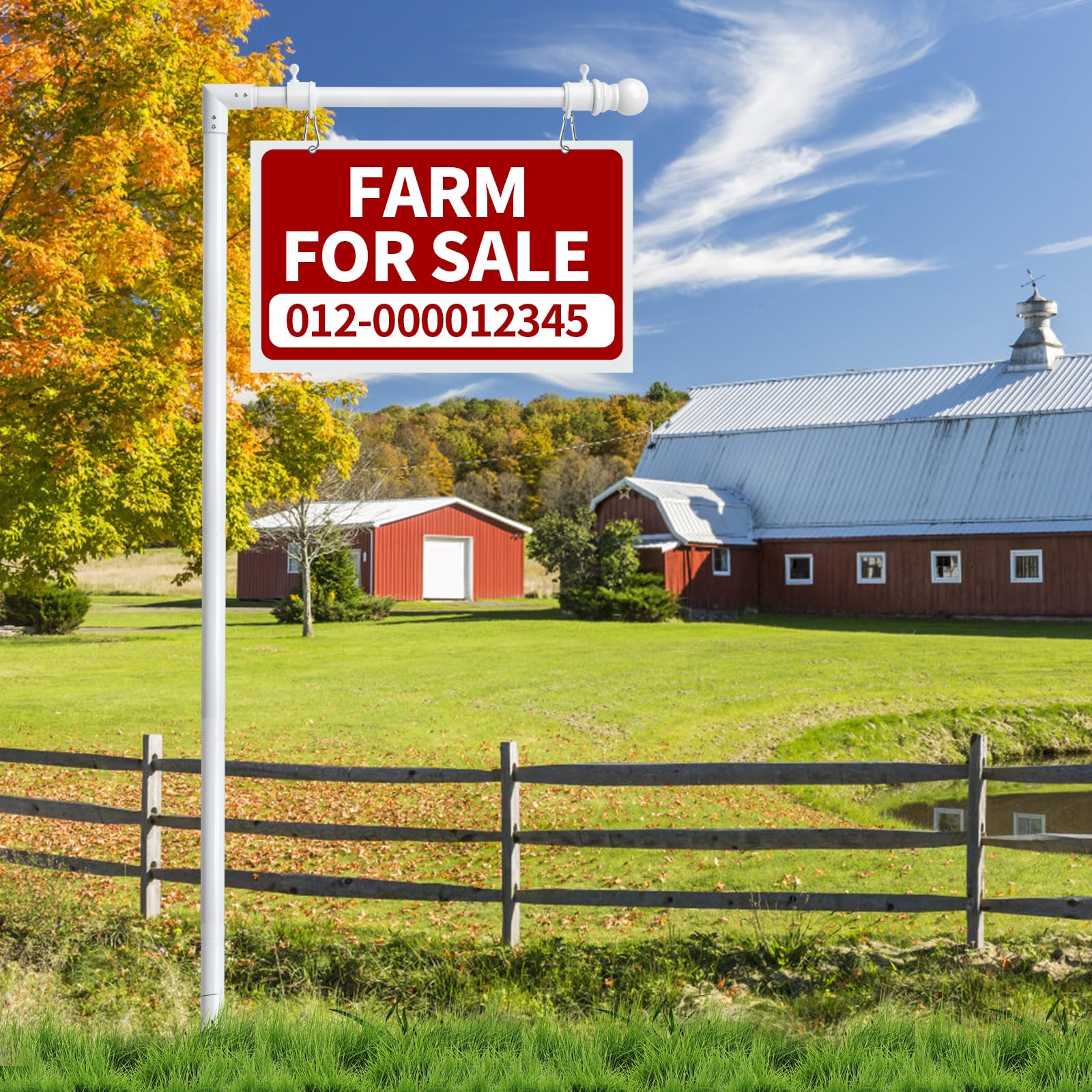 Creatyi Metal Real Estate Sign Post 85 inch 7FT Real Estate Signs Open House Signs for Outside for House and Office Sales and Leasing (Sign not