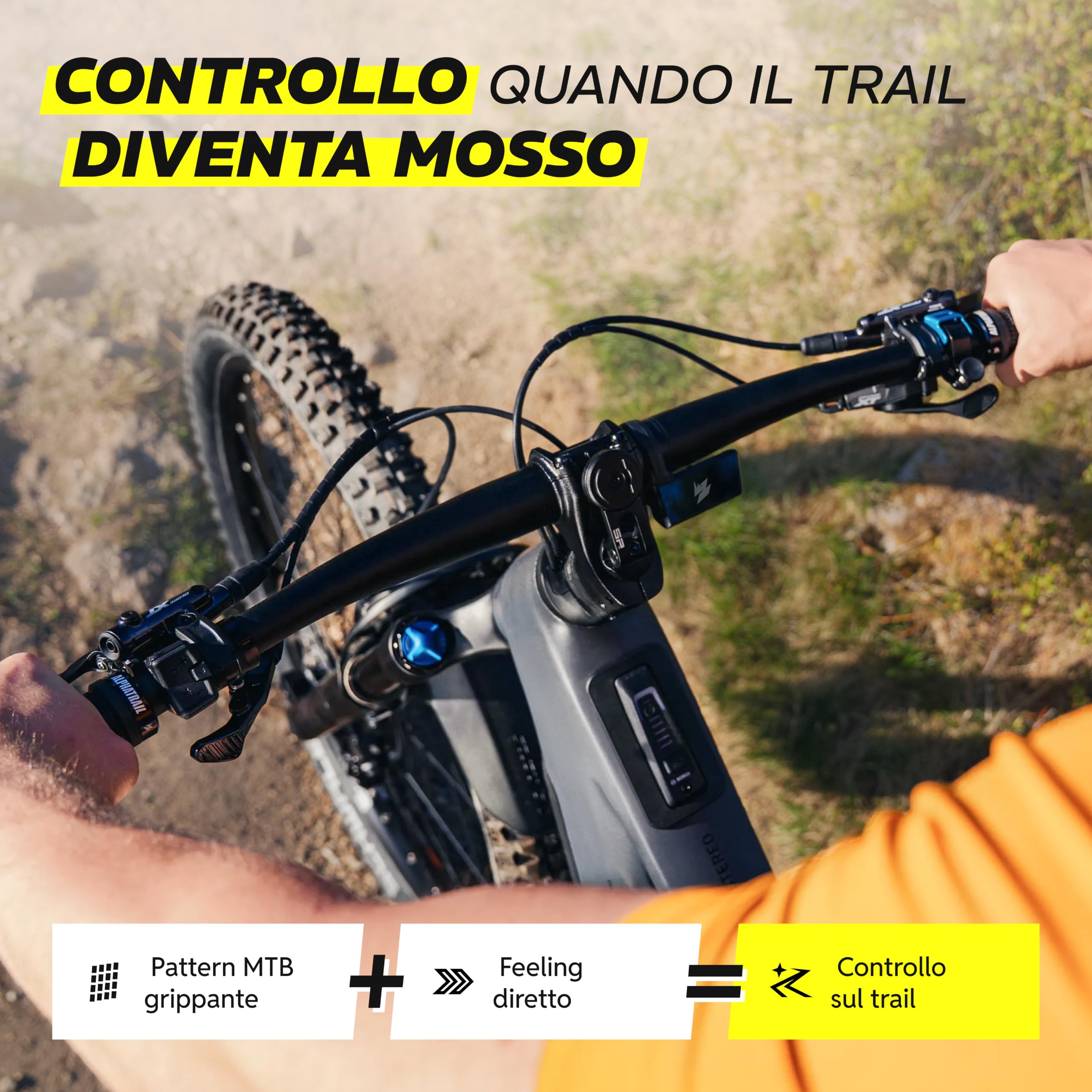Alphatrail GoFree manopole MTB per bici & e-bike, grip trail con smorzamento, manopole bici lock-on 22,2 mm, 1 paio, 120 g, manopole per bici trail & tour