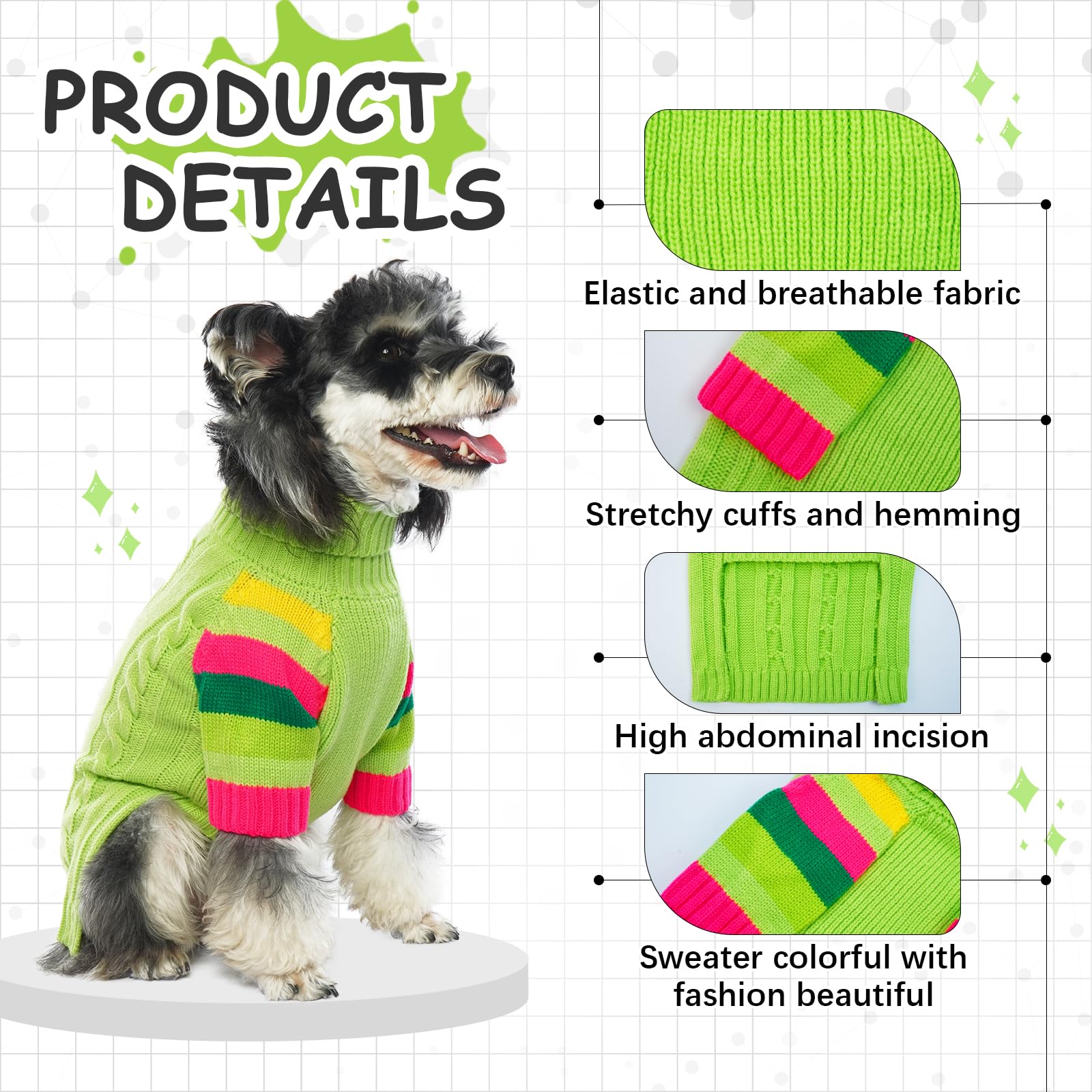 OUOBOB Dog Jumper with Turtleneck & Christmas Design, Large Dog Sweatshirt for Boys & Girls, Pet Apparel Knitwear for Winter XXXXXL - Image 2