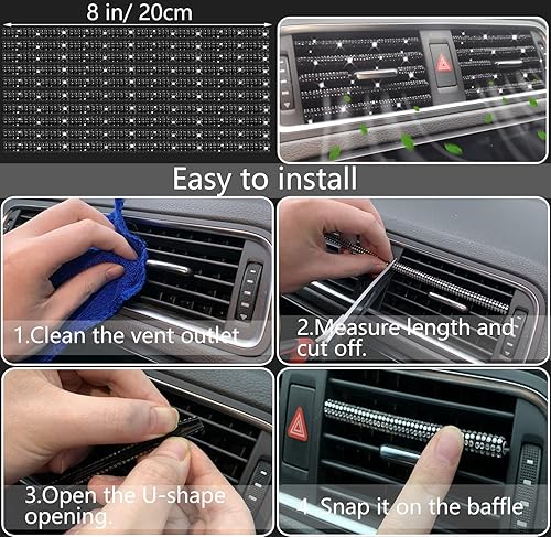 Miniatura 24 de NBTEPEM - Juego de 27 accesorios brillantes de automóvil para mujer, funda de volante de ajuste universal de 15'', marco para placa, soporte