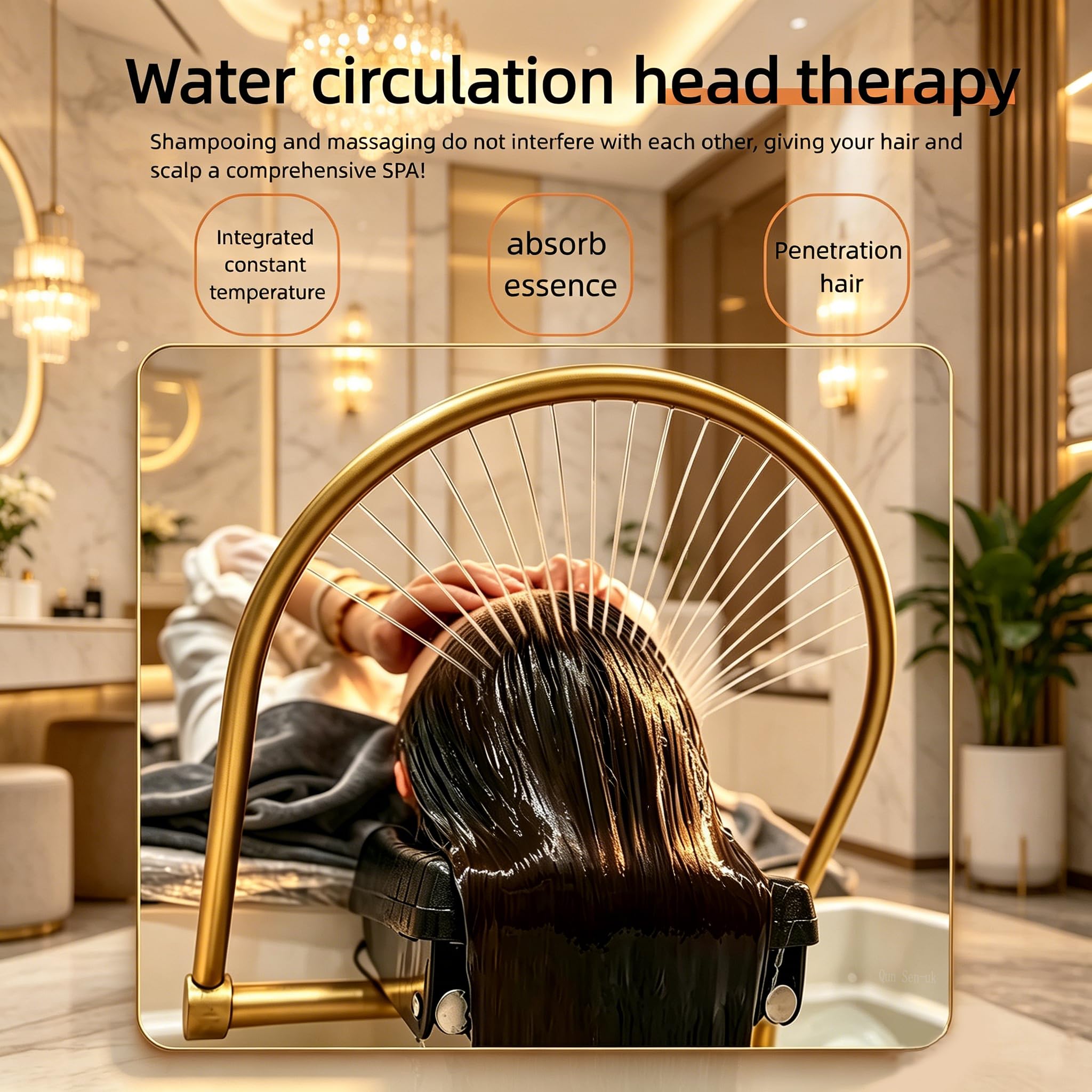 Japanische Head-Spa-Ausrüstung, Shampoo-Becken mit doppelter Wasserzirkulation, mit 60-Liter-Wassertank, Begasungsfunktion und Lichttherapie, Spa-Ausrüstung Friseure