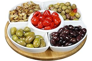 Elama Signature Appetizer and Condiment Server Set: 5 Dishes and Lazy Suzan