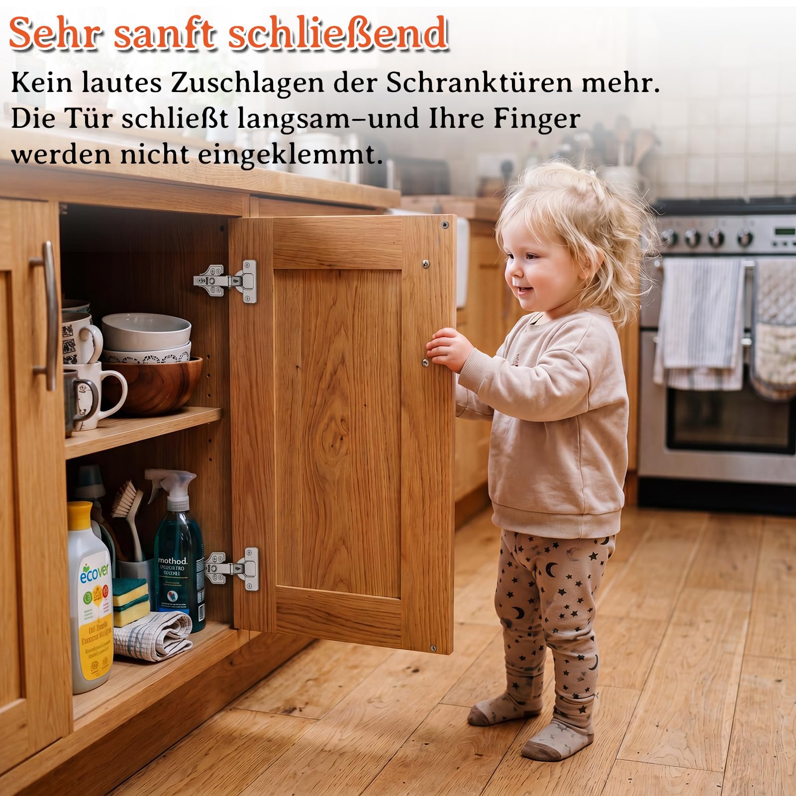 Furniware 50 Stück Eckanschlag Scharniere für Schranktüren, 48mm Küchenschrank Softclose, Topfbänder 35mm Topfscharnier, 105 Grad Schrankscharnier, Kleiderschrank Scharnier, Möbelscharnier mit Dämpfer