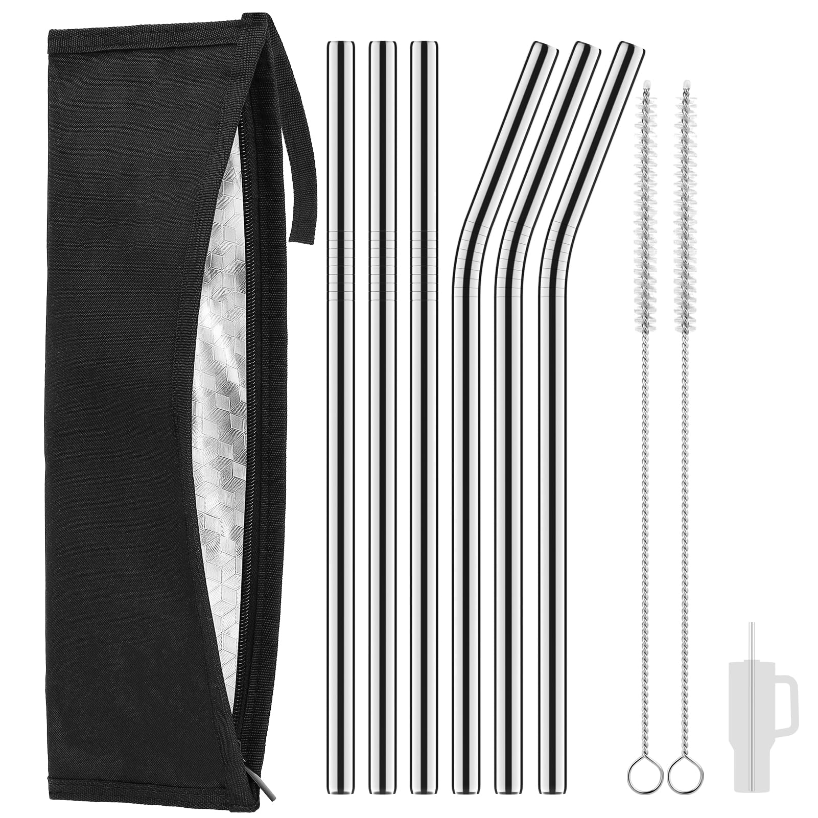 Lot De 5 Pailles En Métal De Qualité Alimentaire Pour Enfants Et Adultes, Respectueuses De L