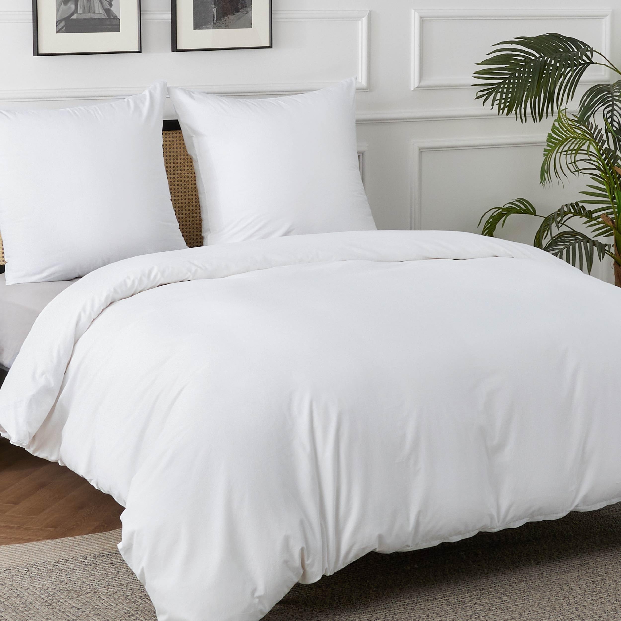 BEDSURE White Cotton Bed Linen 220 x 240 cm 220 x 240 cm 3-Piece Duvet Cover with 2 Pillowcases 80 x 80 cm Oeko-Tex Bedding with Zip OEKO-TEX STANDARD 100