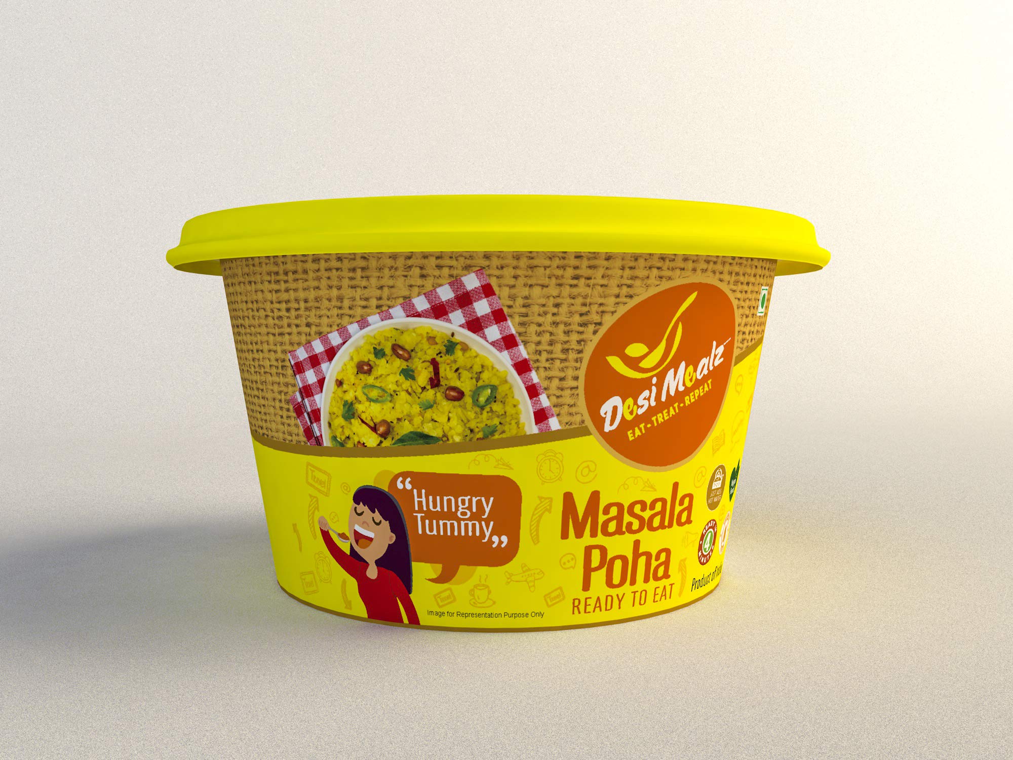 Desi Mealz Ready to Eat Cup Poha Instant Healthy Breakfast - Indian,Tasty and Healthy Ready to Eat Food Products, Best Travel Food Each 100 gm (Masala Instant Poha, Pack of 6) 1
