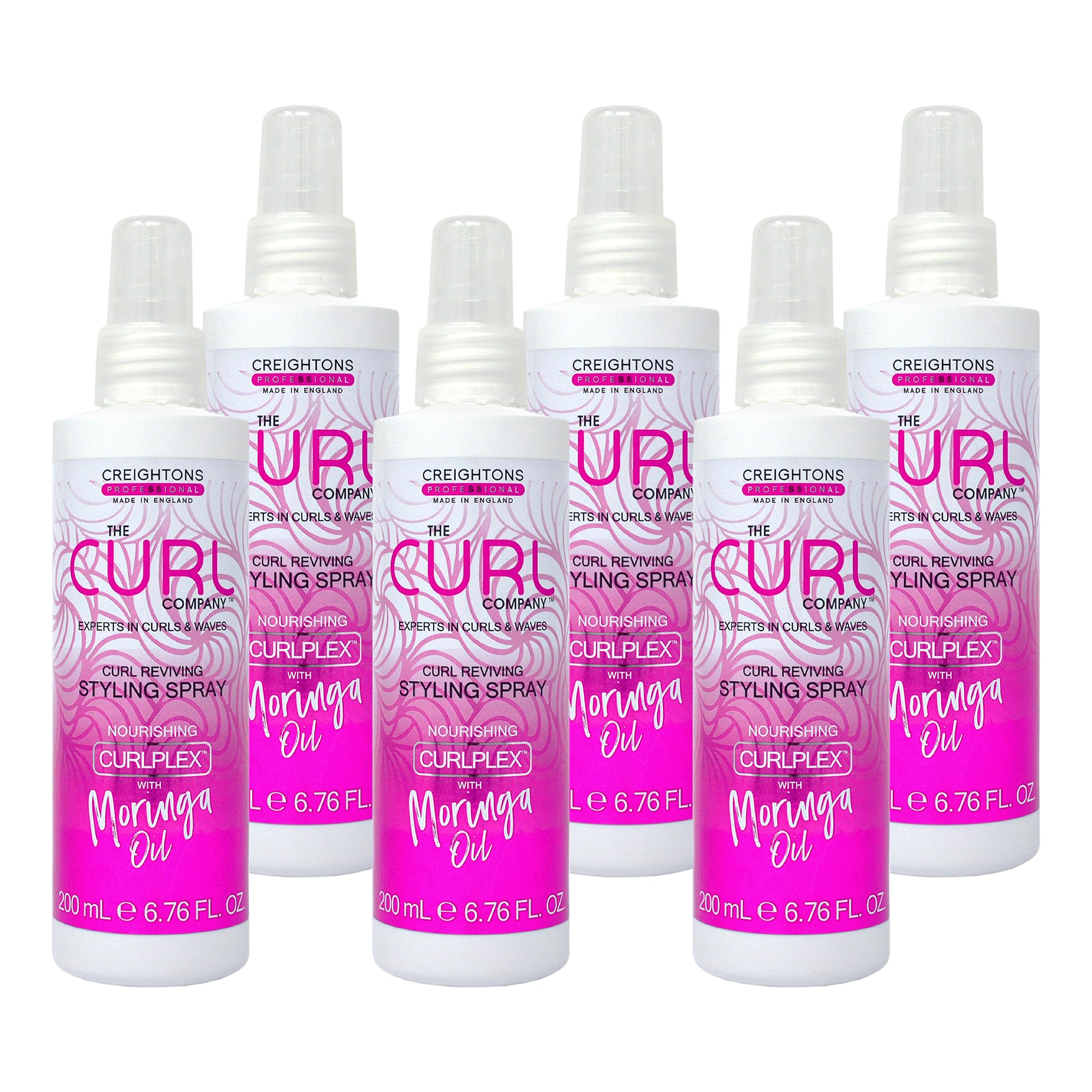 The Curl Company 6 x 200ml Multipack of Curl Reviving Styling Spray, Professionally Formulated with Nourishing Curplex with Moringa Oil, Eliminates Frizz, Ads Shine, Vegan & Cruelty Free